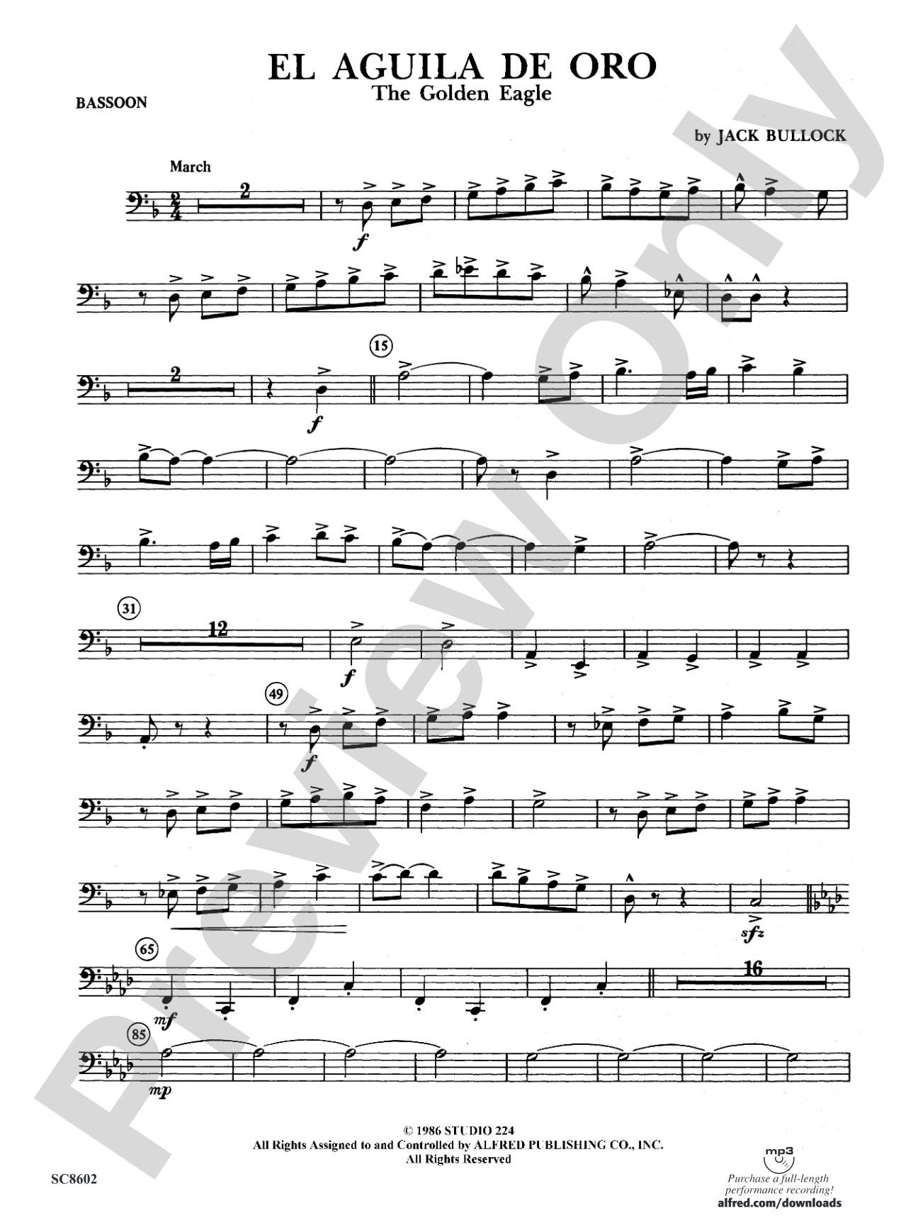 El Aguila de Oro: Bassoon