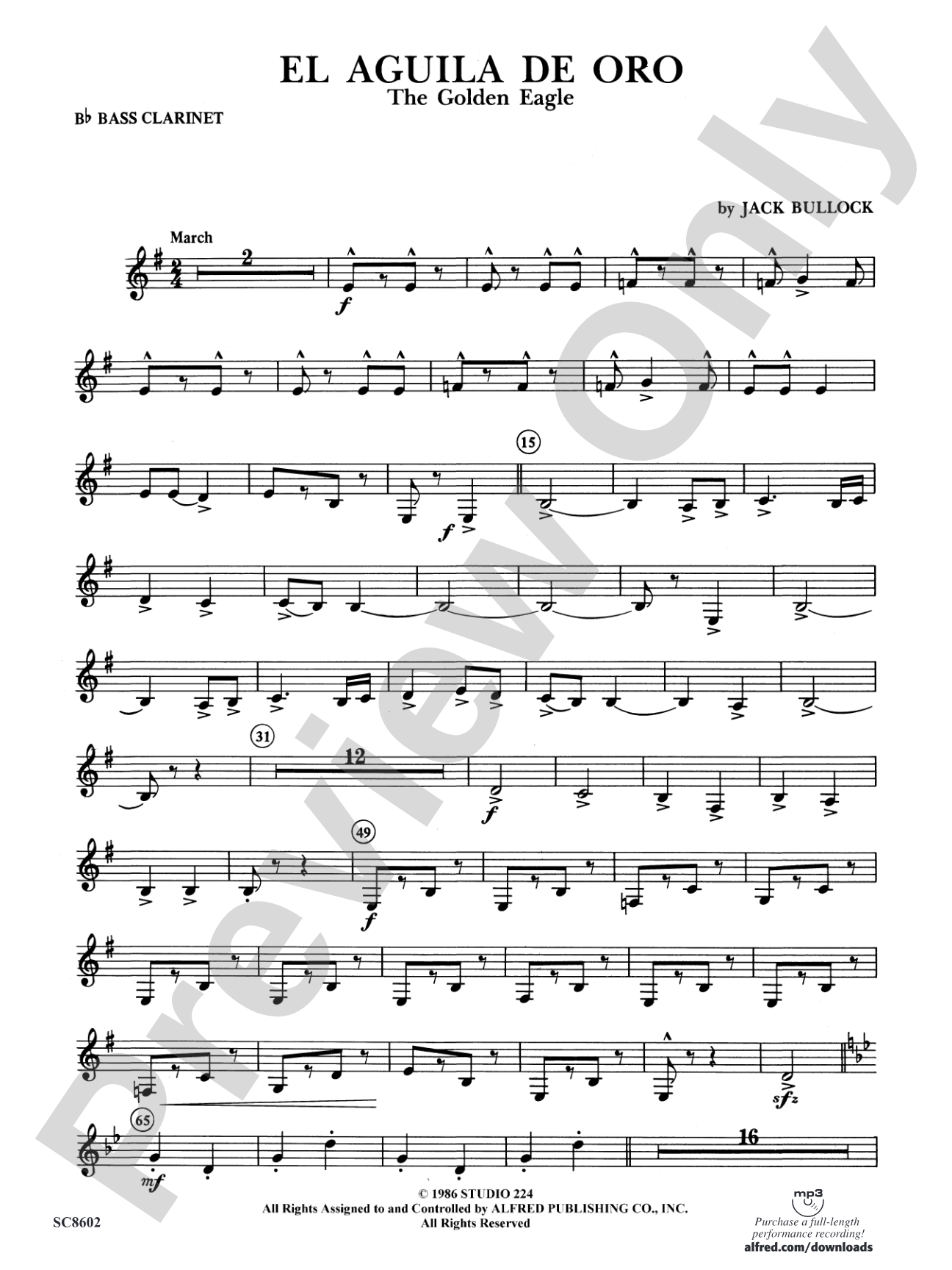 El Aguila de Oro: B-flat Bass Clarinet