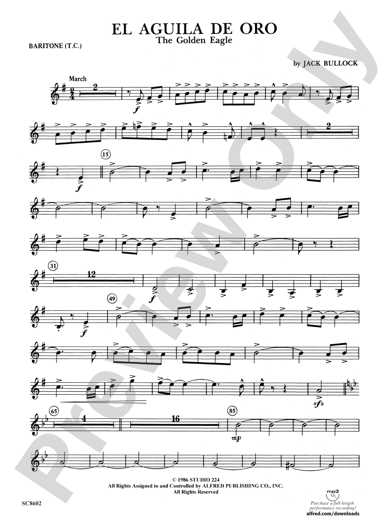 El Aguila de Oro: Baritone T.C.