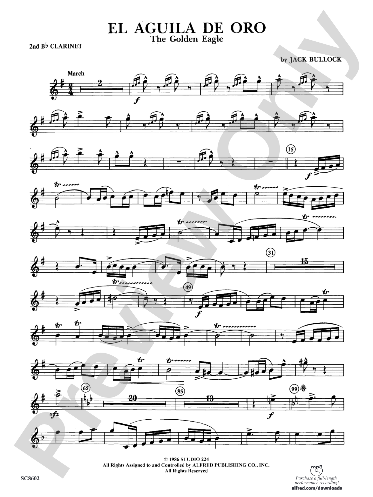 El Aguila de Oro: 2nd B-flat Clarinet