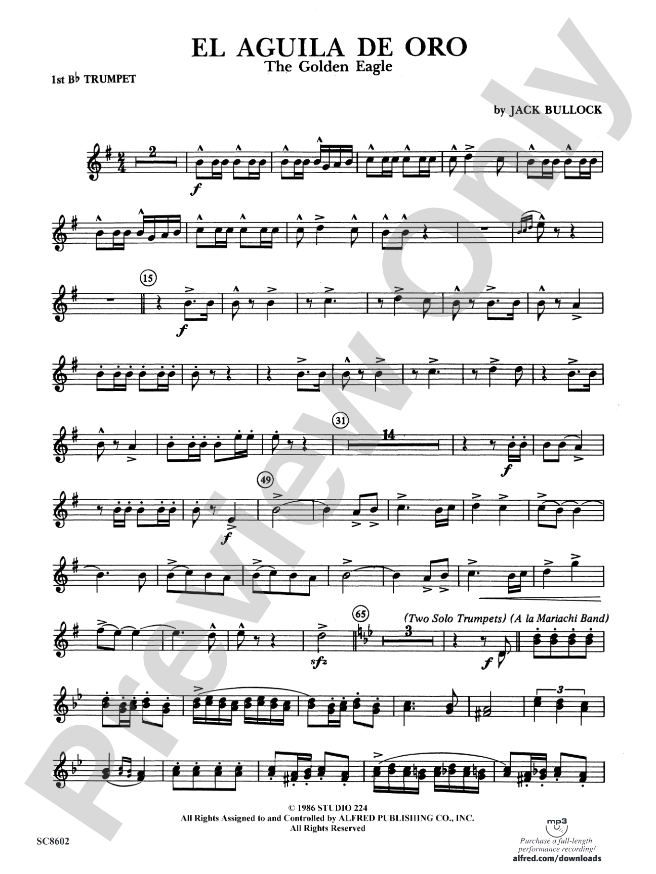 El Aguila de Oro: 1st B-flat Trumpet