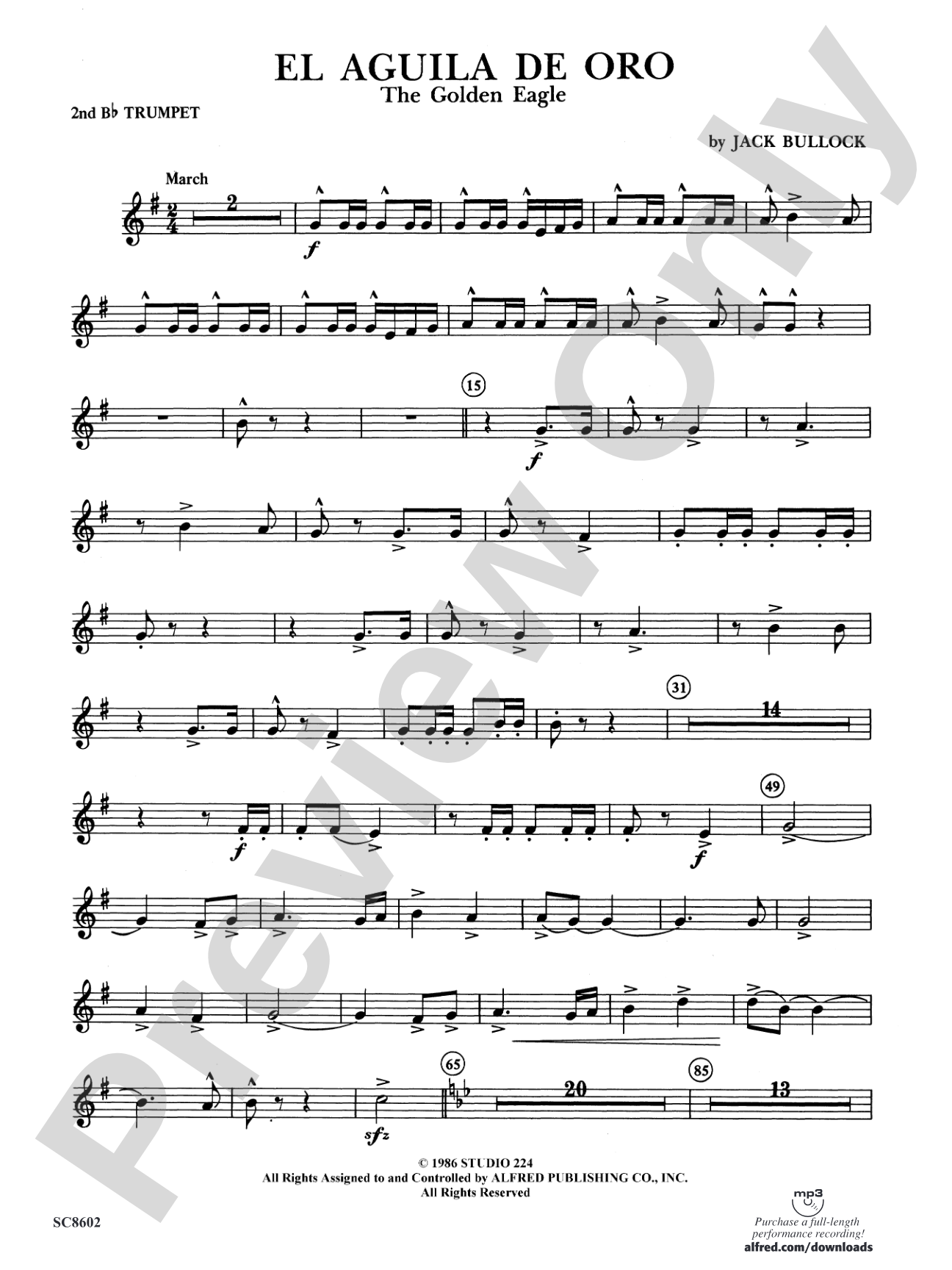 El Aguila de Oro: 2nd B-flat Trumpet