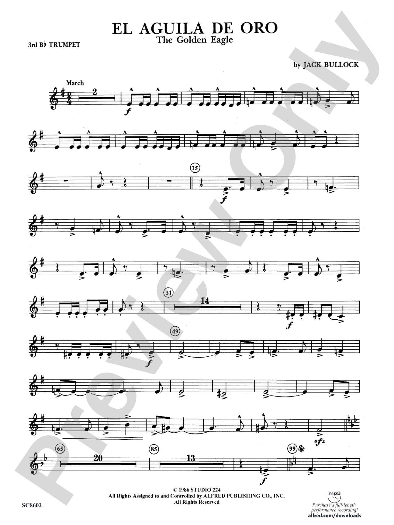El Aguila de Oro: 3rd B-flat Trumpet