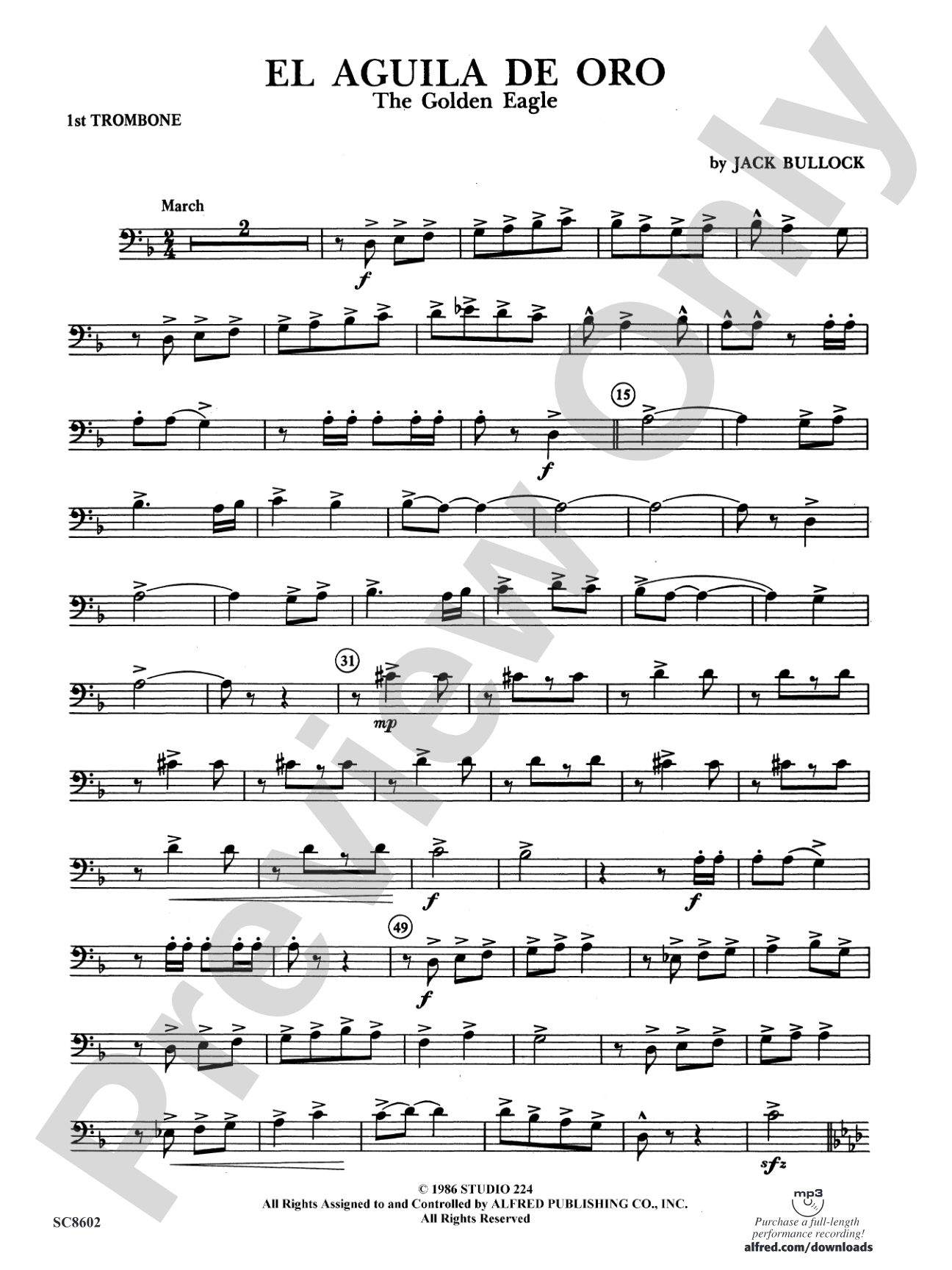 El Aguila de Oro: 1st Trombone