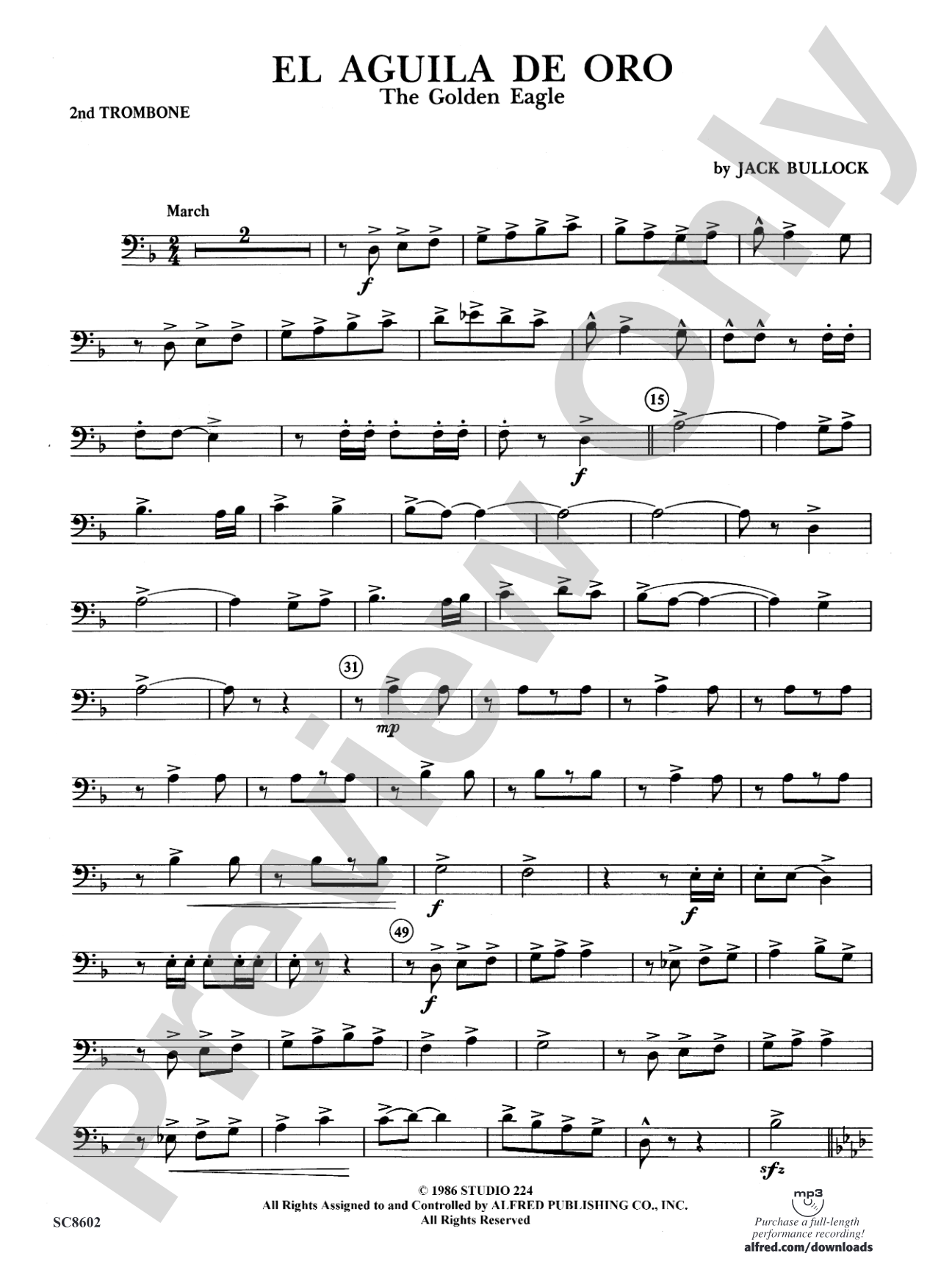 El Aguila de Oro: 2nd Trombone