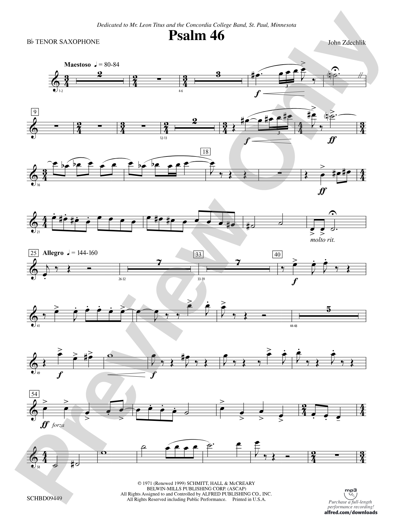 Psalm 46: B-flat Tenor Saxophone