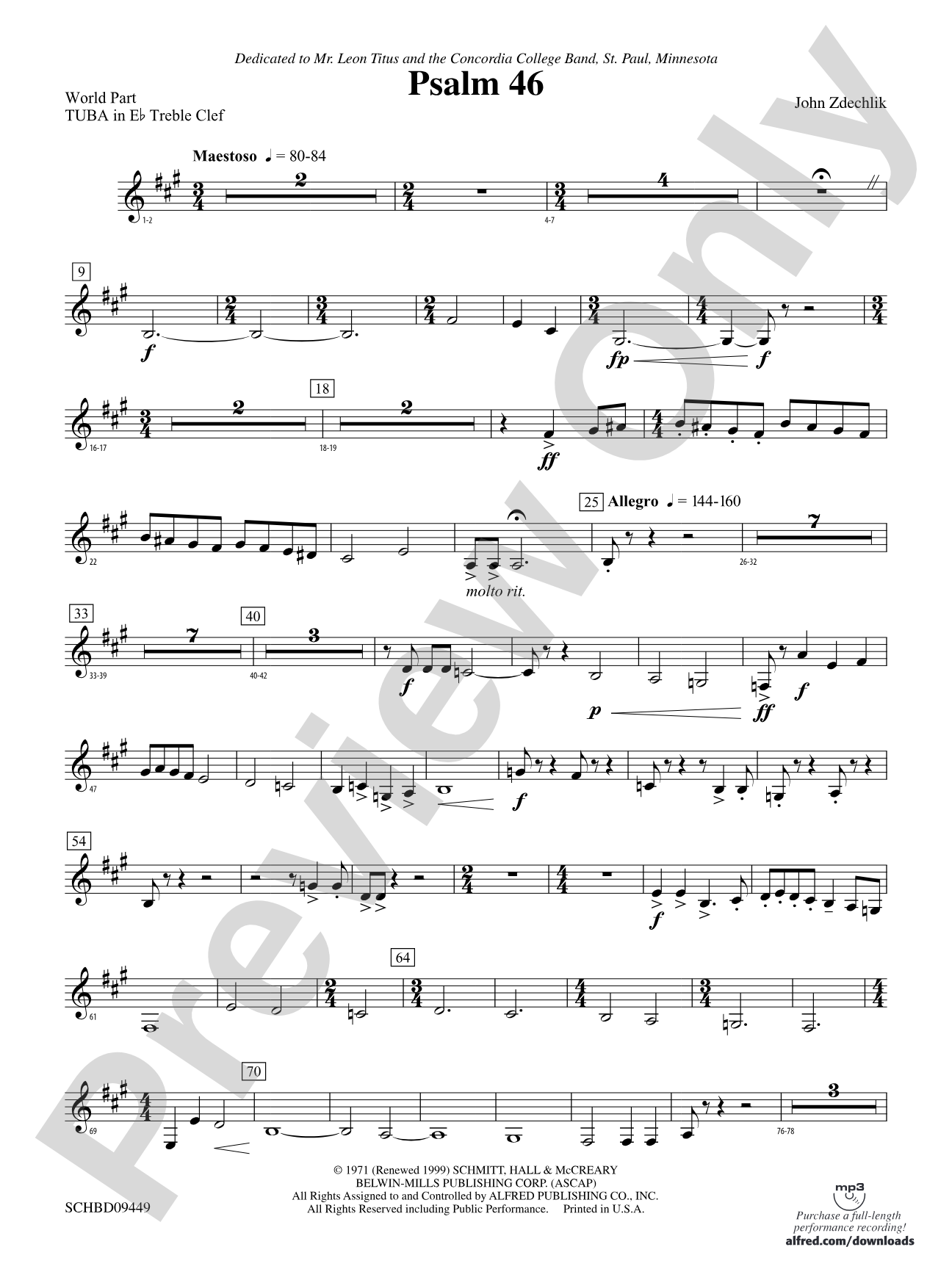 Psalm 46: (wp) E-flat Tuba T.C.