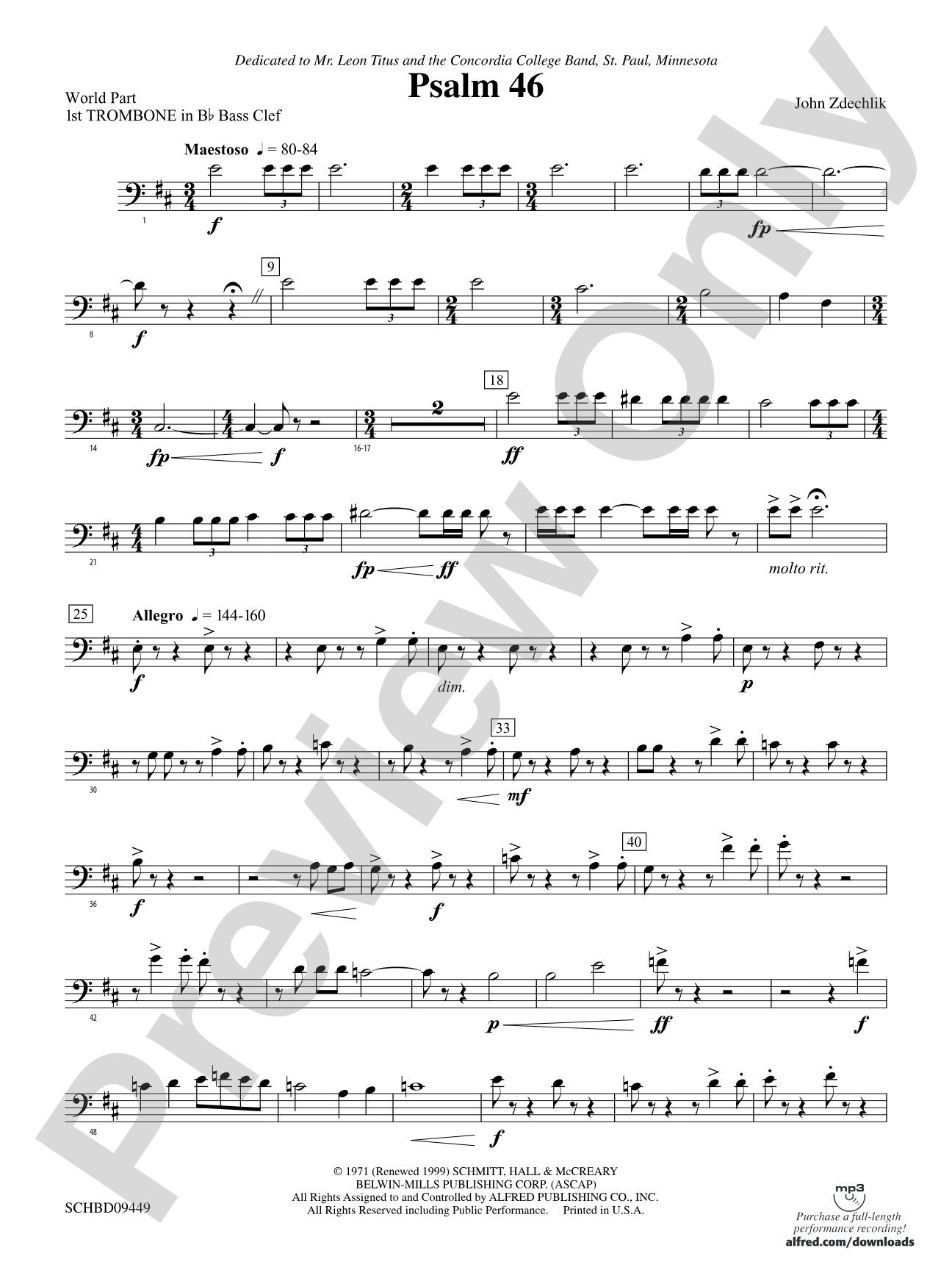 Psalm 46: (wp) 1st B-flat Trombone B.C.