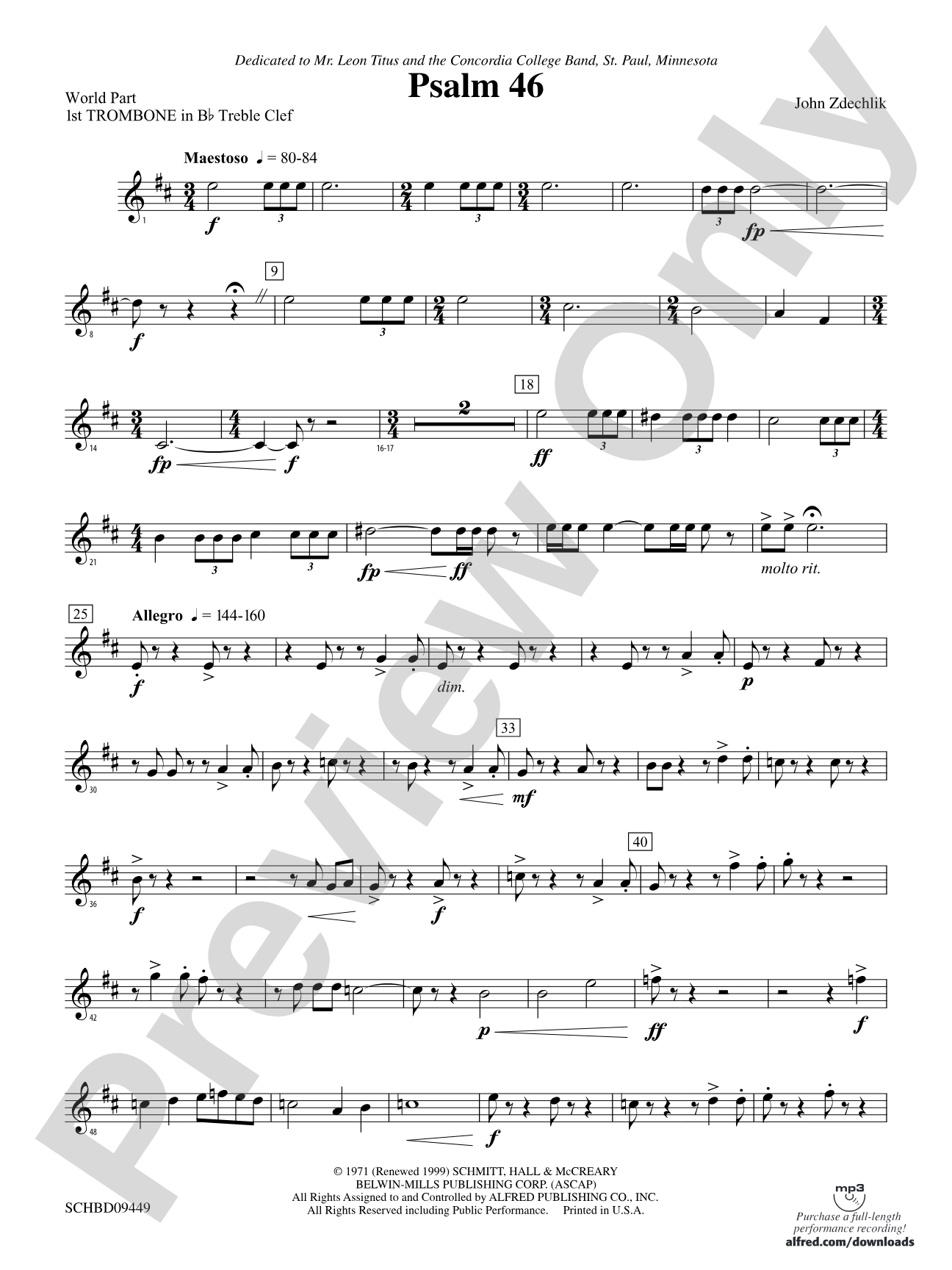 Psalm 46: (wp) 1st B-flat Trombone T.C.