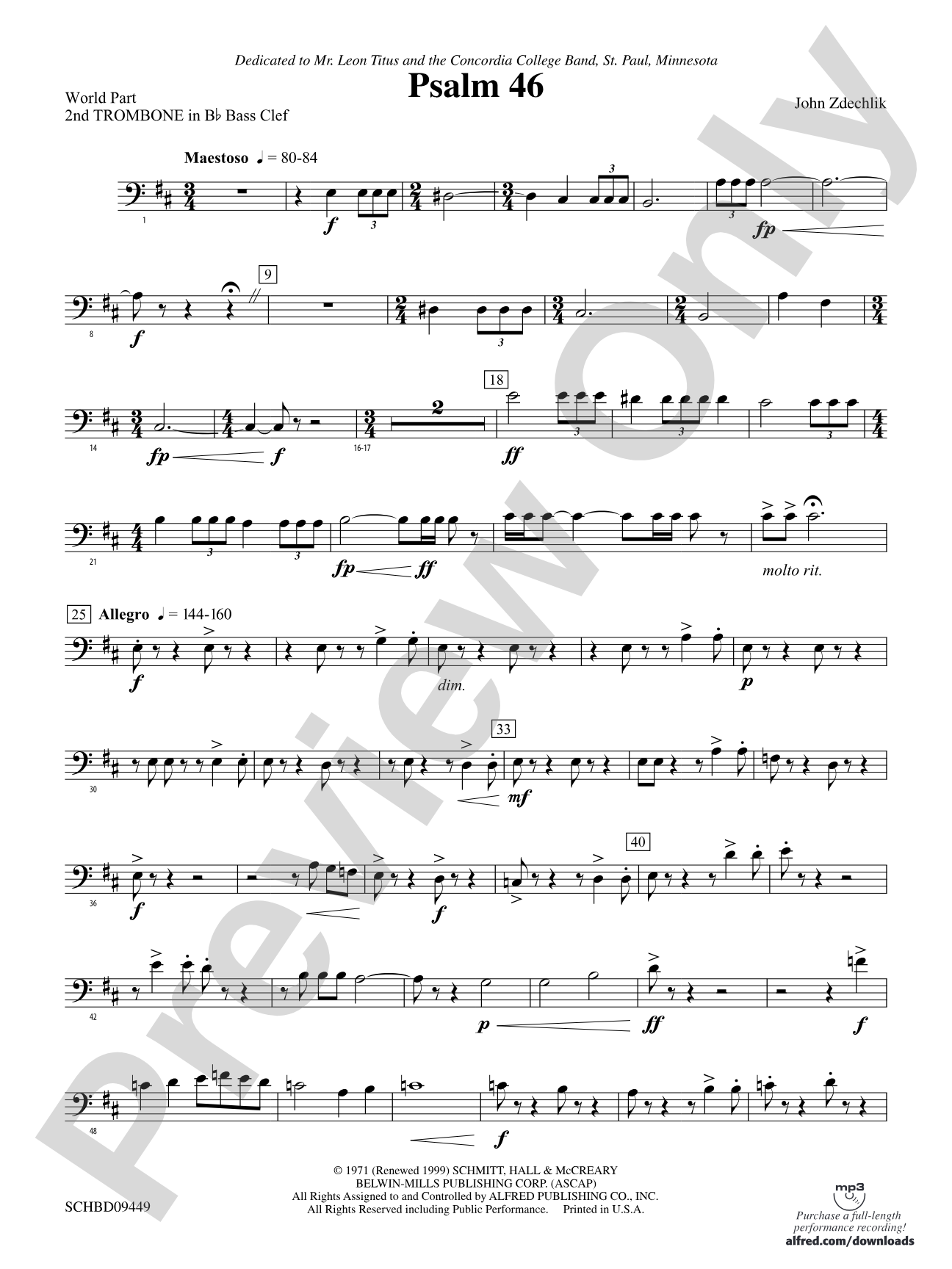 Psalm 46: (wp) 2nd B-flat Trombone B.C.