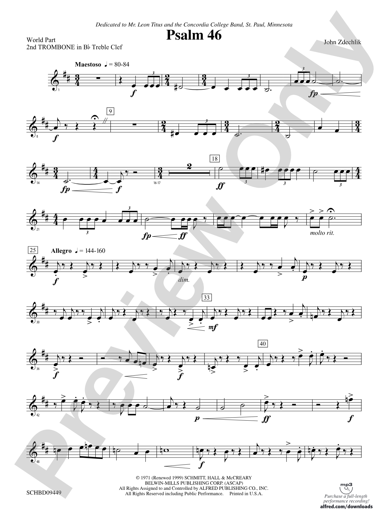 Psalm 46: (wp) 2nd B-flat Trombone T.C.