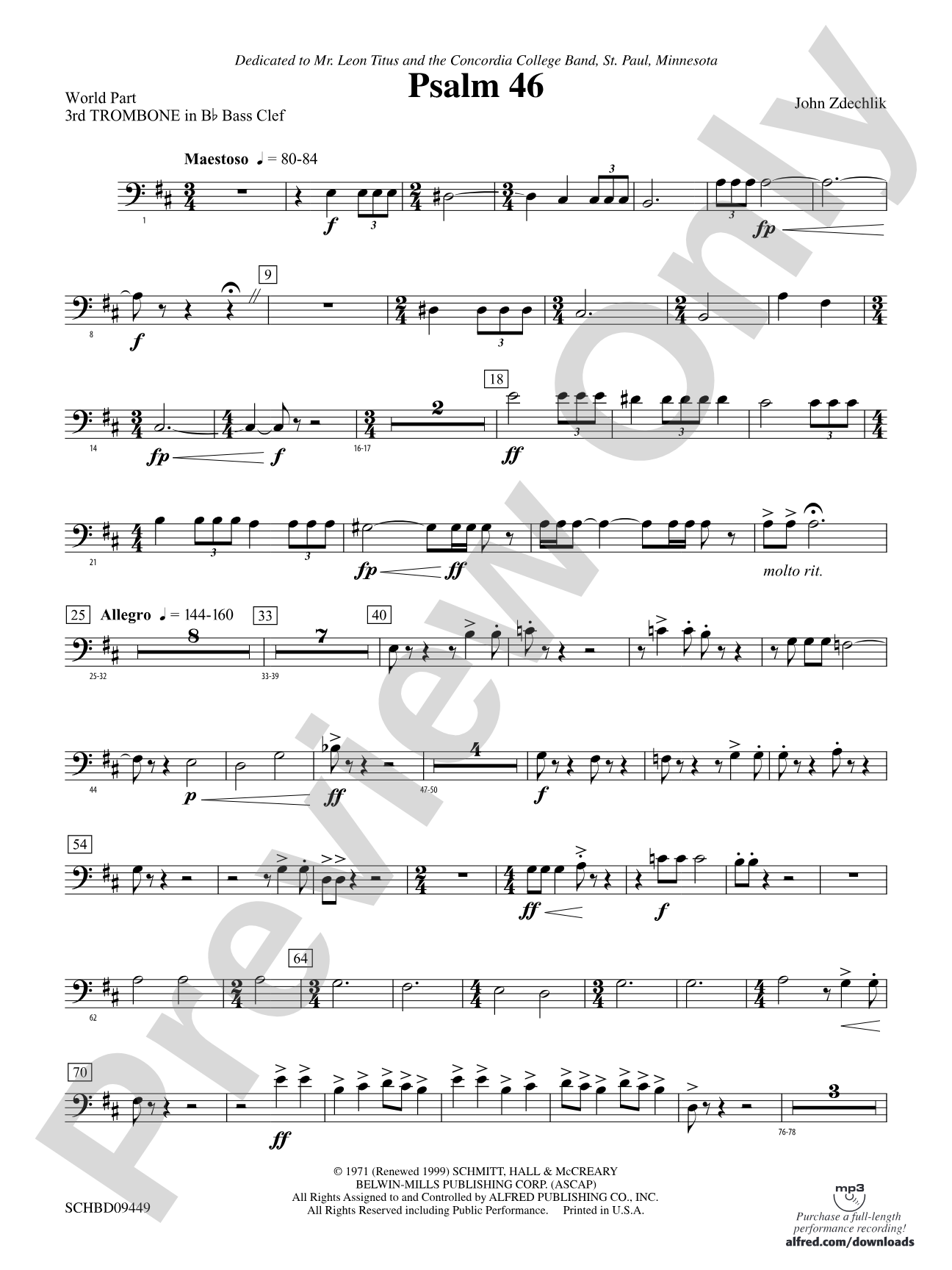 Psalm 46: (wp) 3rd B-flat Trombone B.C.