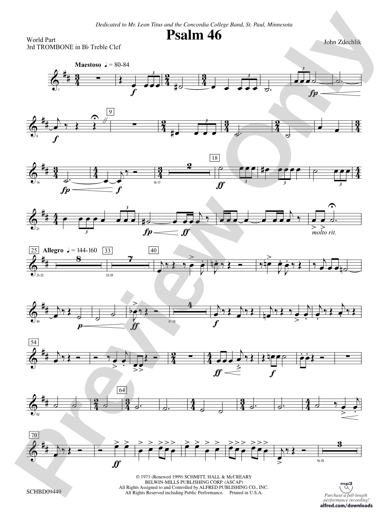 Psalm 46: (wp) 3rd B-flat Trombone T.C.