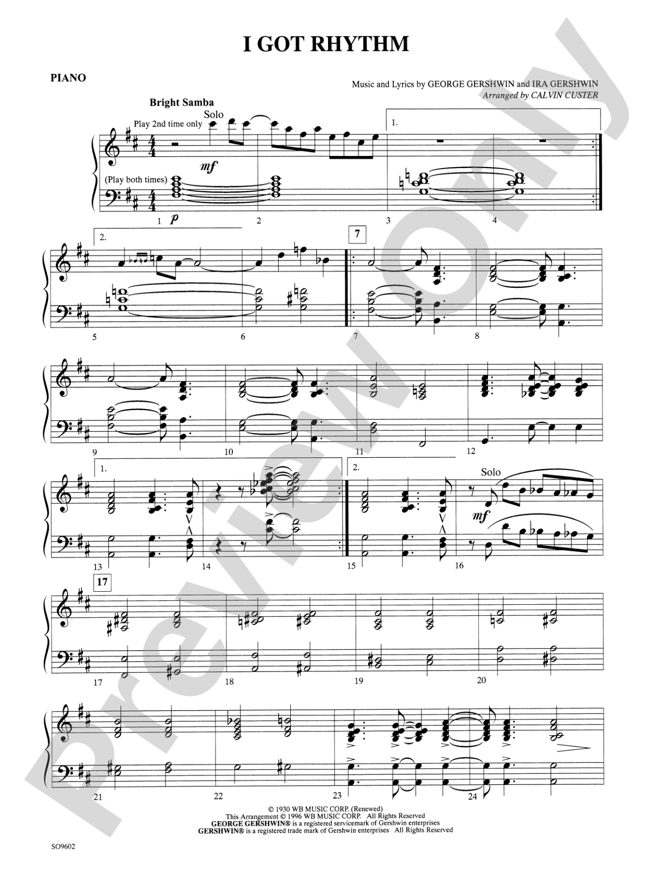 I Got Rhythm: Piano Accompaniment
