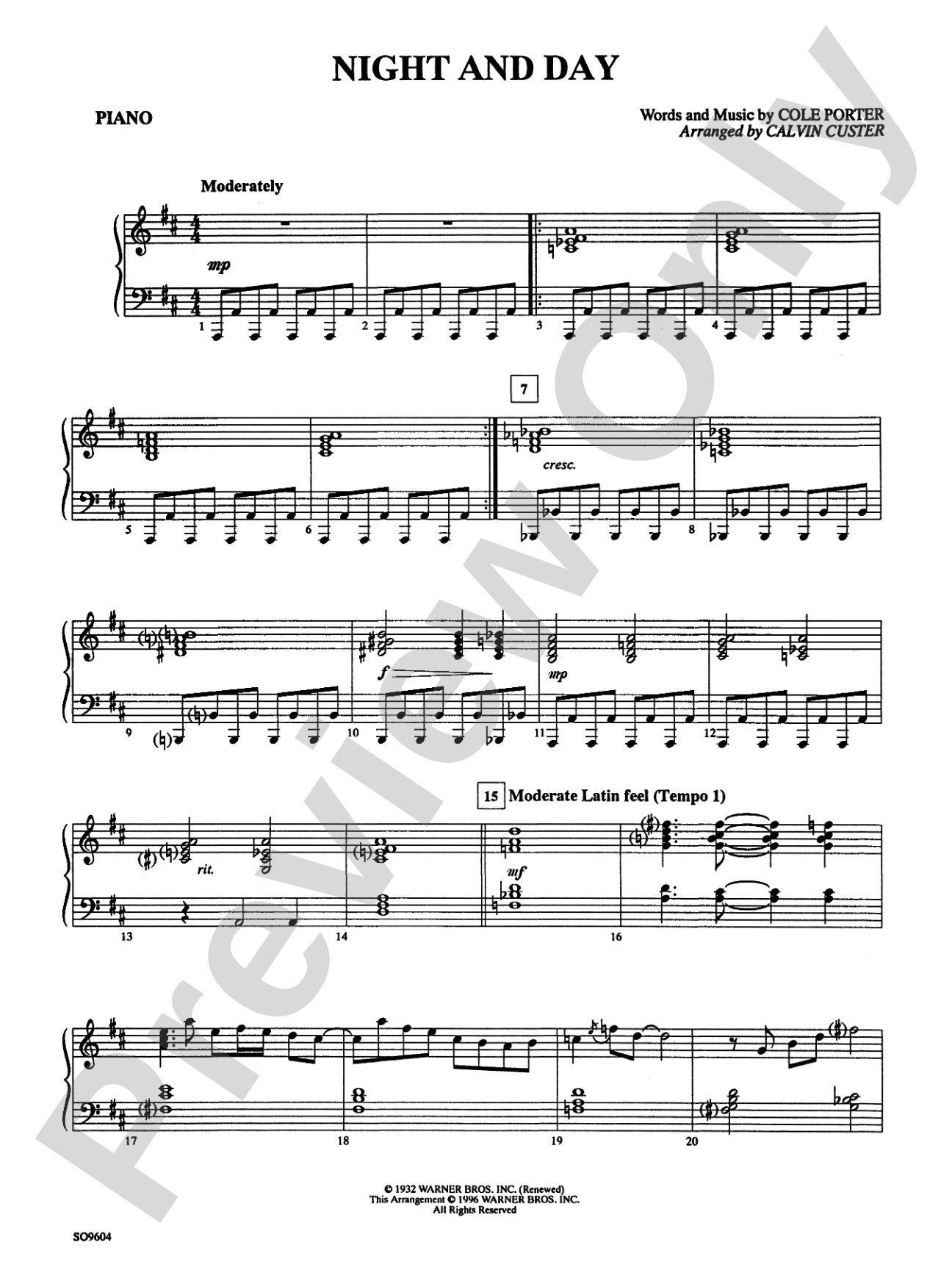 Night and Day: Piano Accompaniment