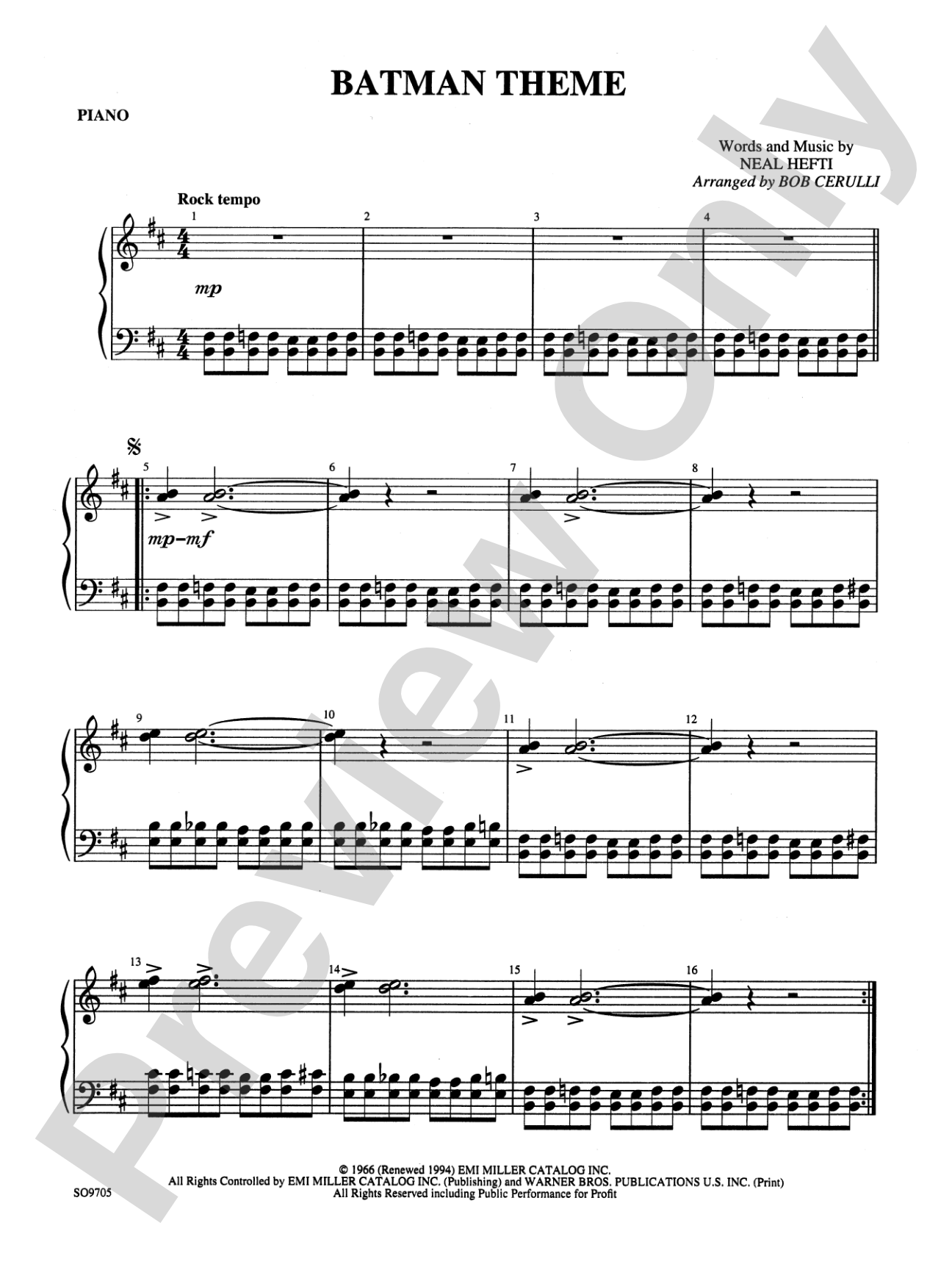 Batman Theme: Piano Accompaniment
