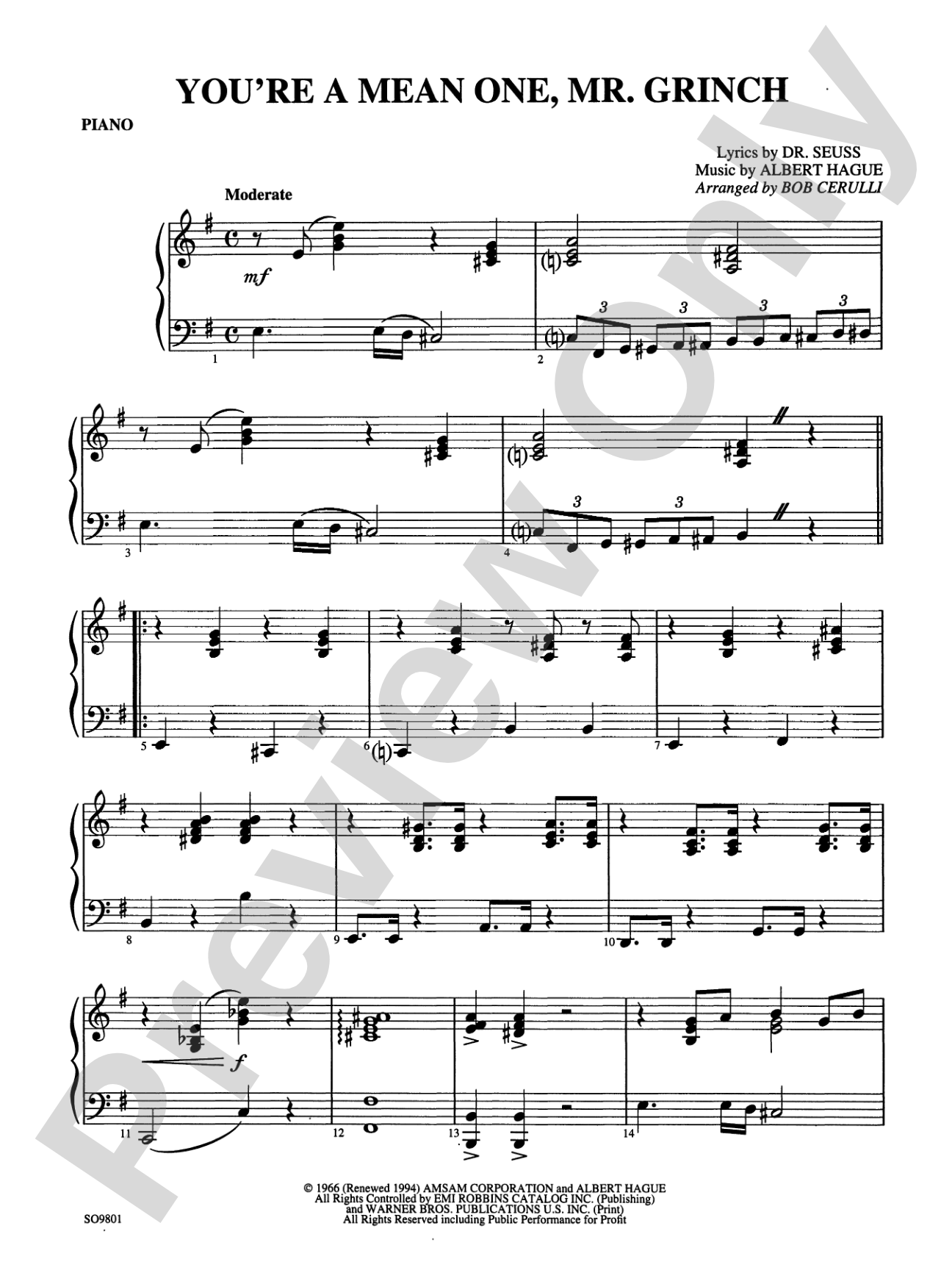You're a Mean One, Mr. Grinch: Piano Accompaniment