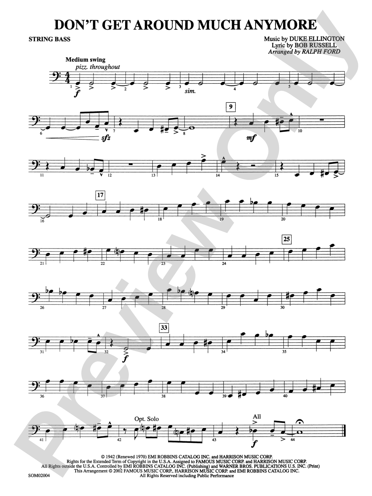 Don't Get Around Much Anymore: String Bass