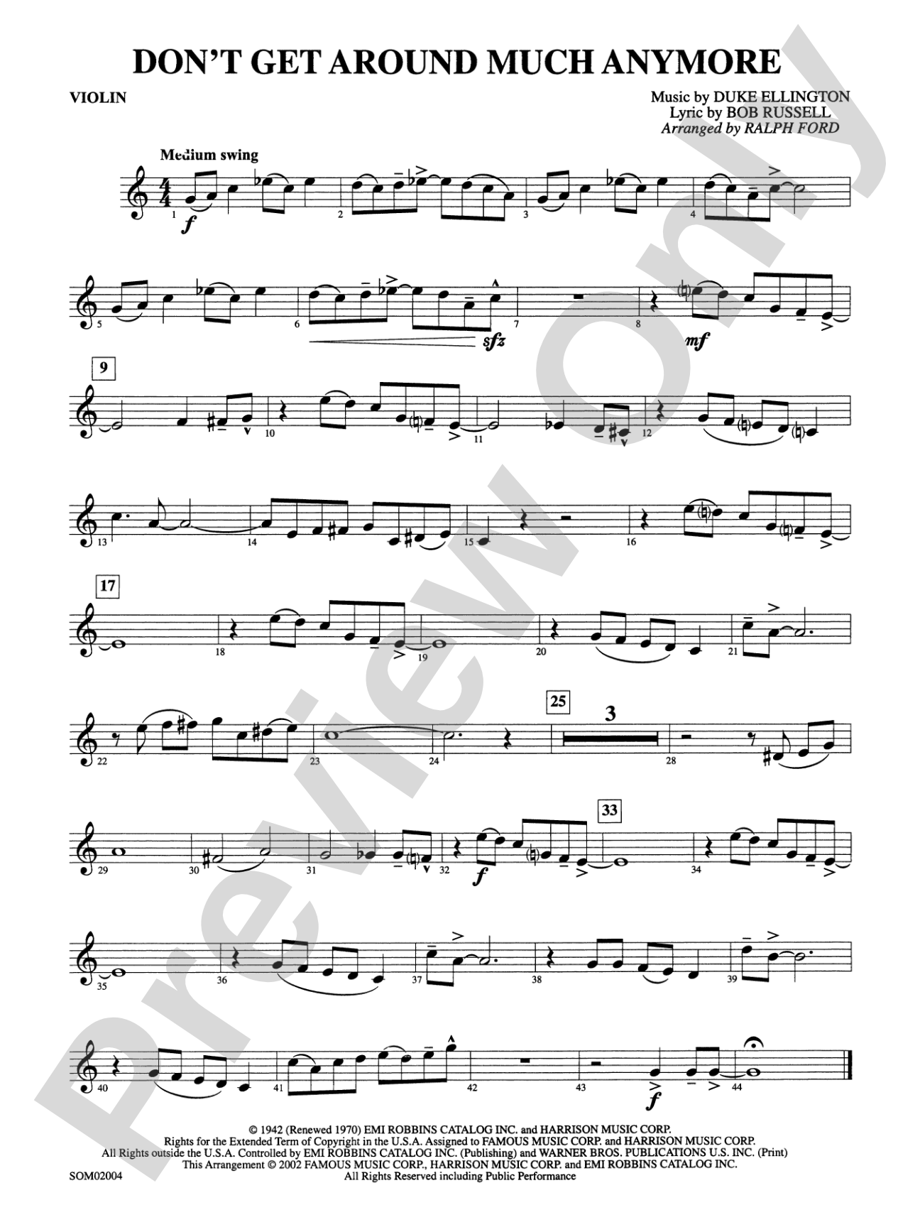 Don't Get Around Much Anymore: 1st Violin