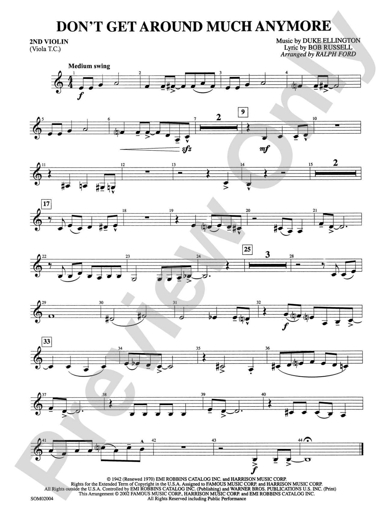 Don't Get Around Much Anymore: 2nd Violin