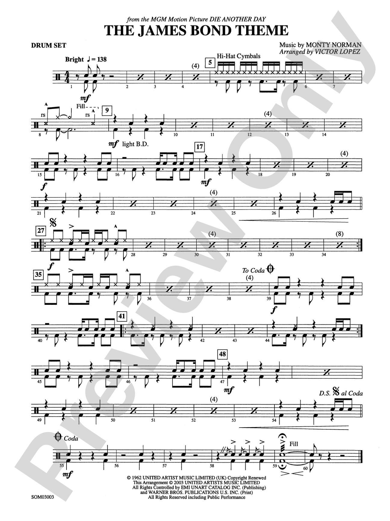 The James Bond Theme (from Die Another Day): Drums