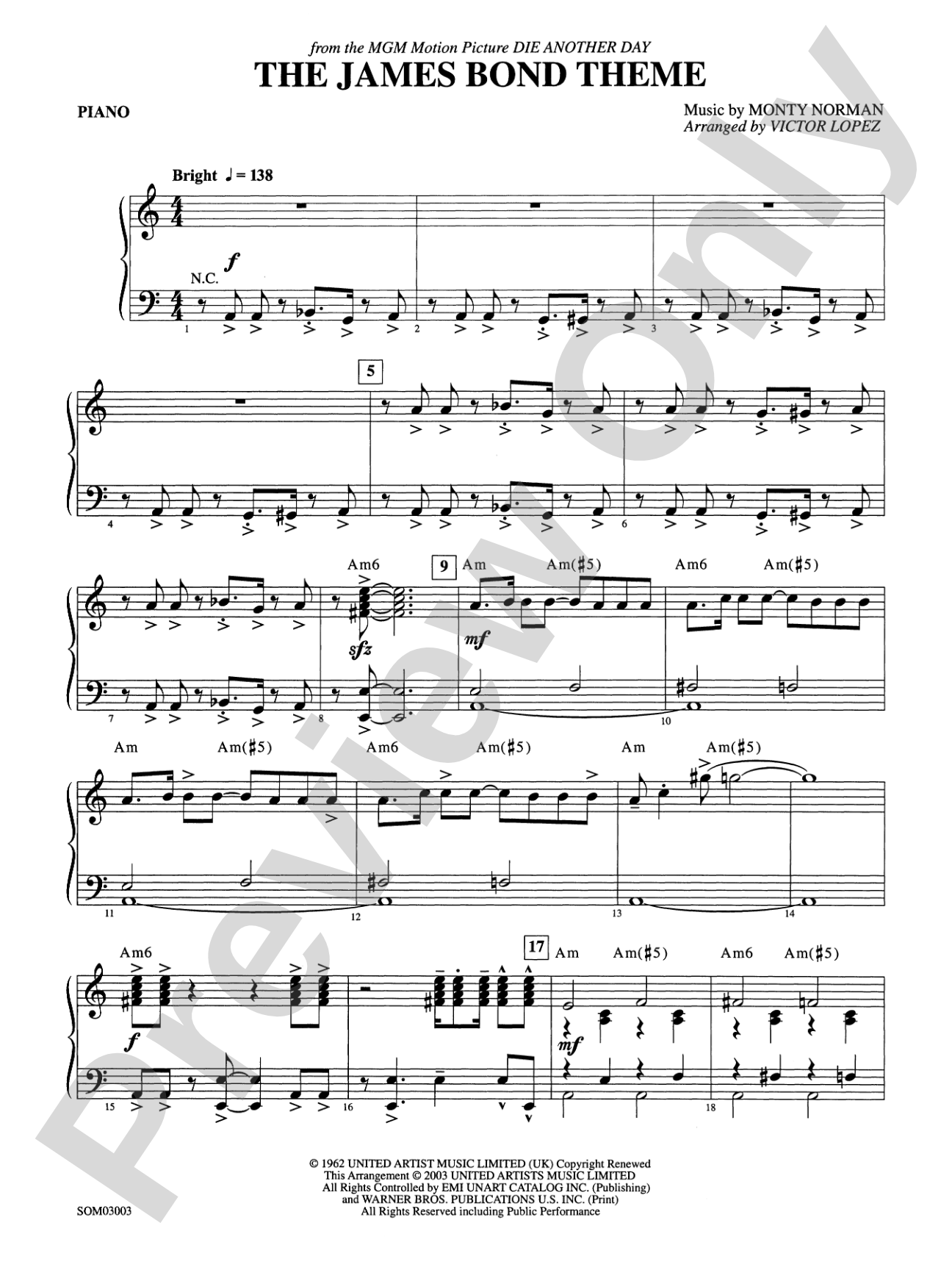 The James Bond Theme (from Die Another Day): Piano Accompaniment