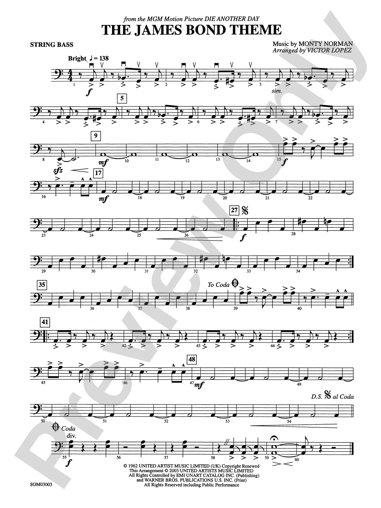 The James Bond Theme (from Die Another Day): String Bass