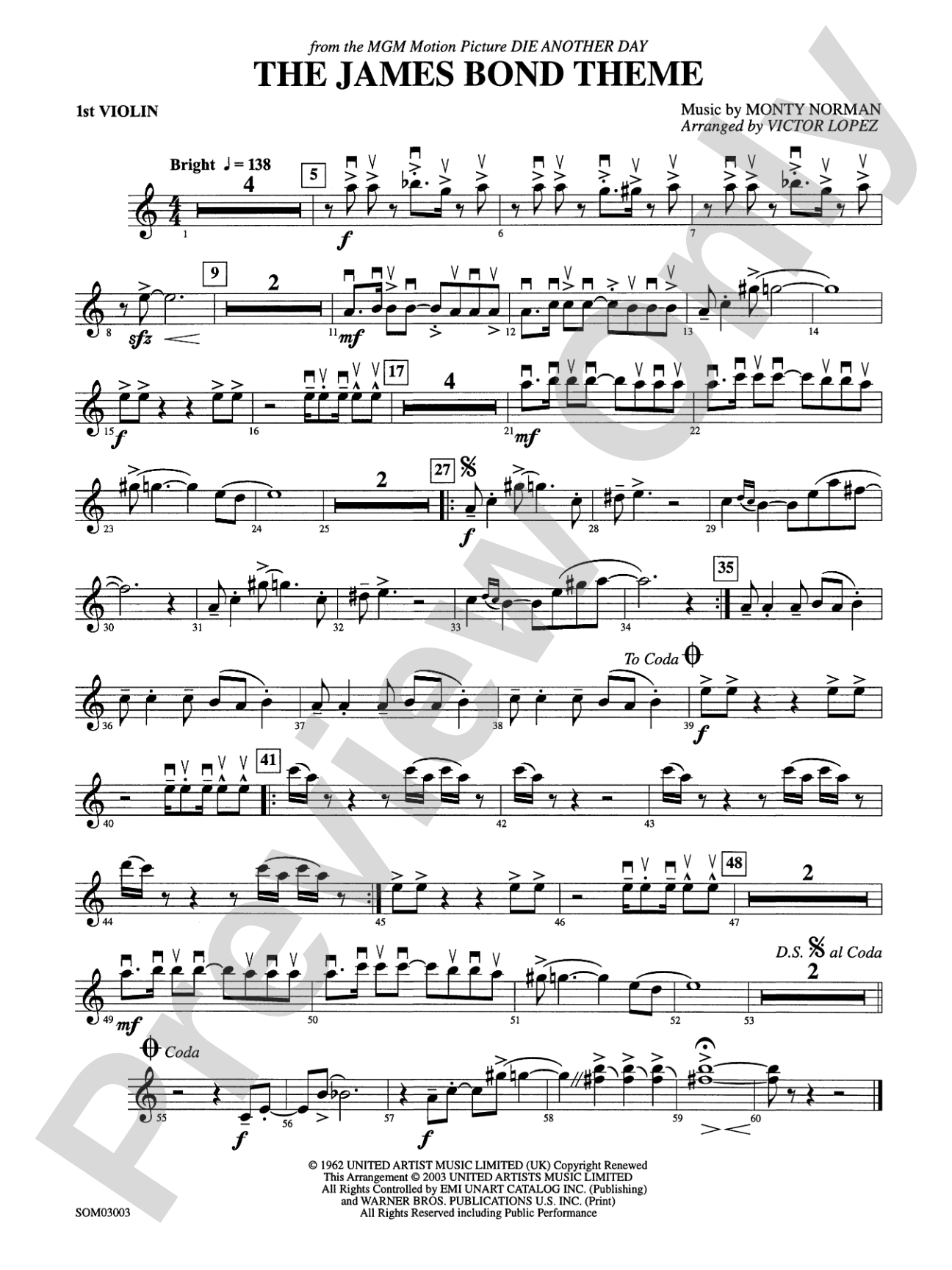 The James Bond Theme (from Die Another Day): 1st Violin
