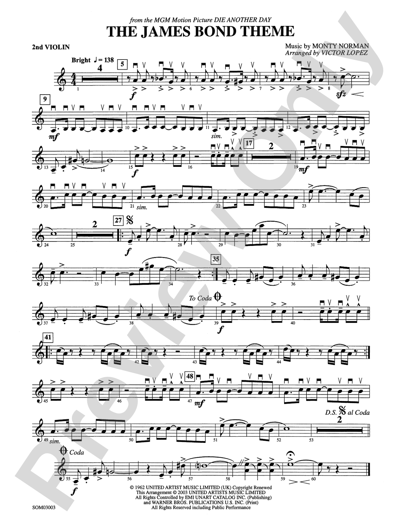 The James Bond Theme (from Die Another Day): 2nd Violin