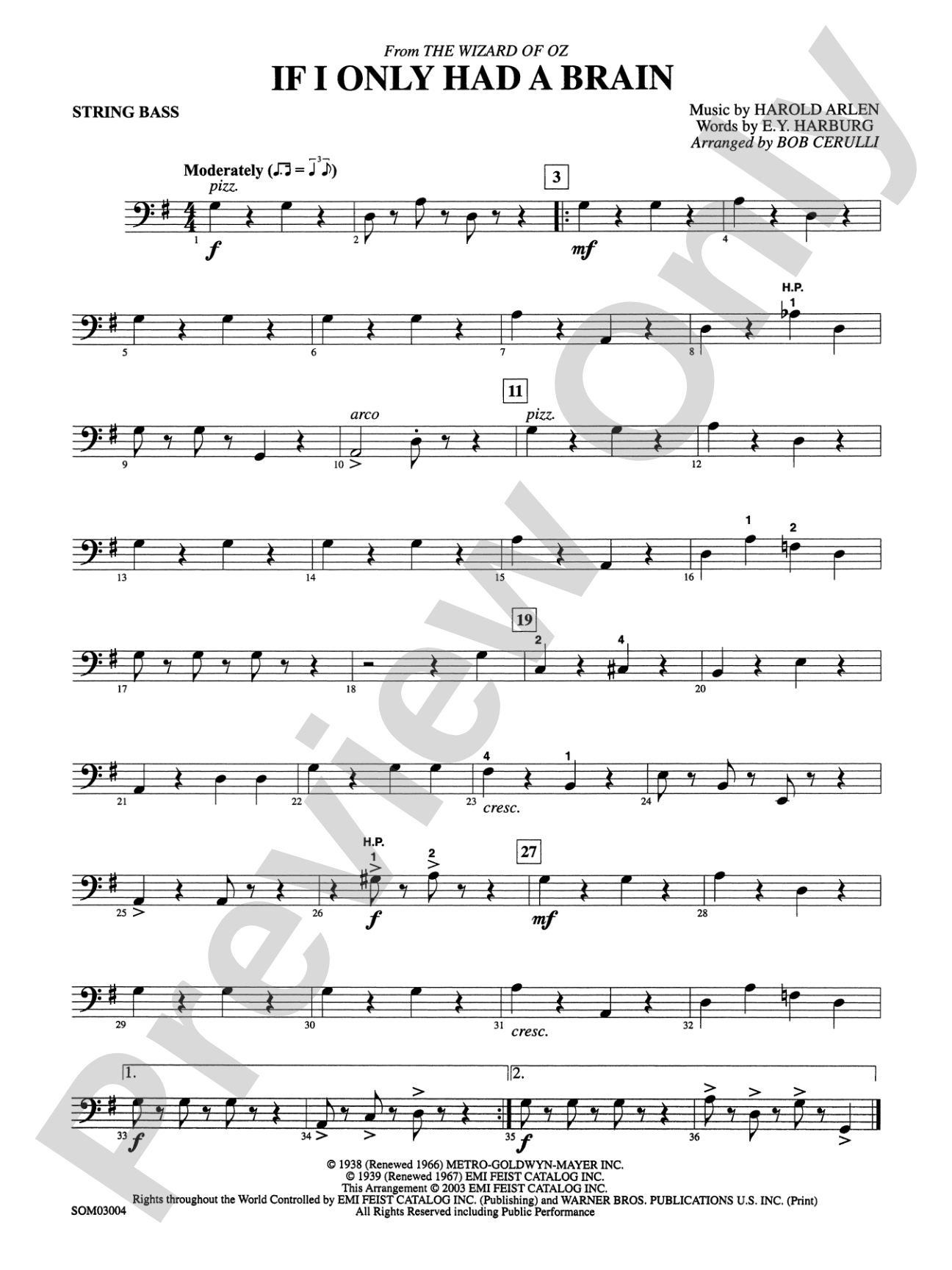 If I Only Had a Brain (from The Wizard of Oz): String Bass