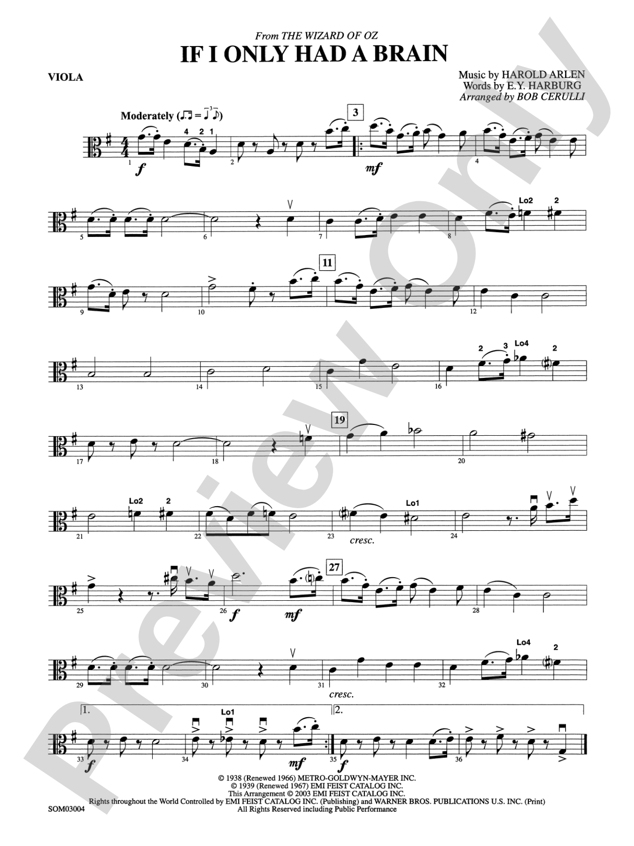 If I Only Had a Brain (from The Wizard of Oz): Viola
