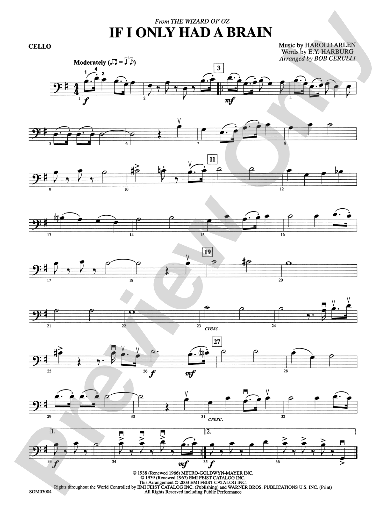 If I Only Had a Brain (from The Wizard of Oz): Cello