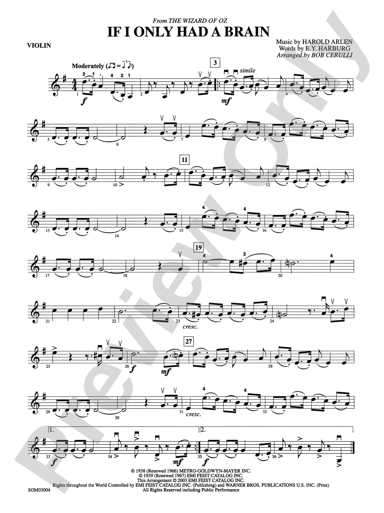 If I Only Had a Brain (from The Wizard of Oz): 1st Violin