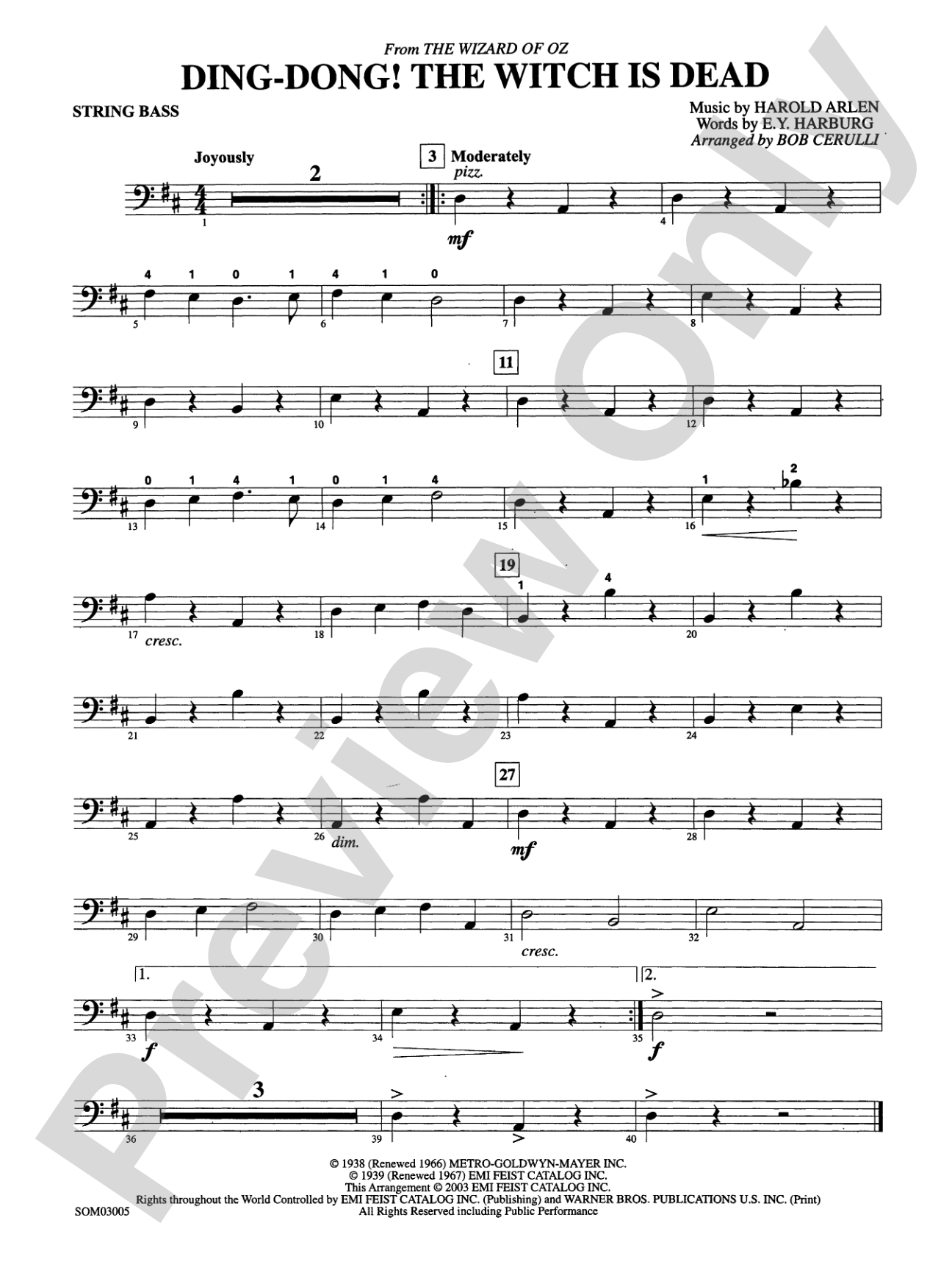 Ding Dong! The Witch Is Dead (from The Wizard of Oz): String Bass
