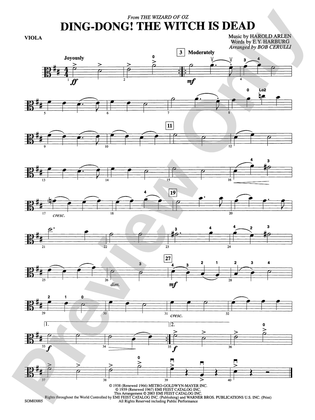 Ding Dong! The Witch Is Dead (from The Wizard of Oz): Viola