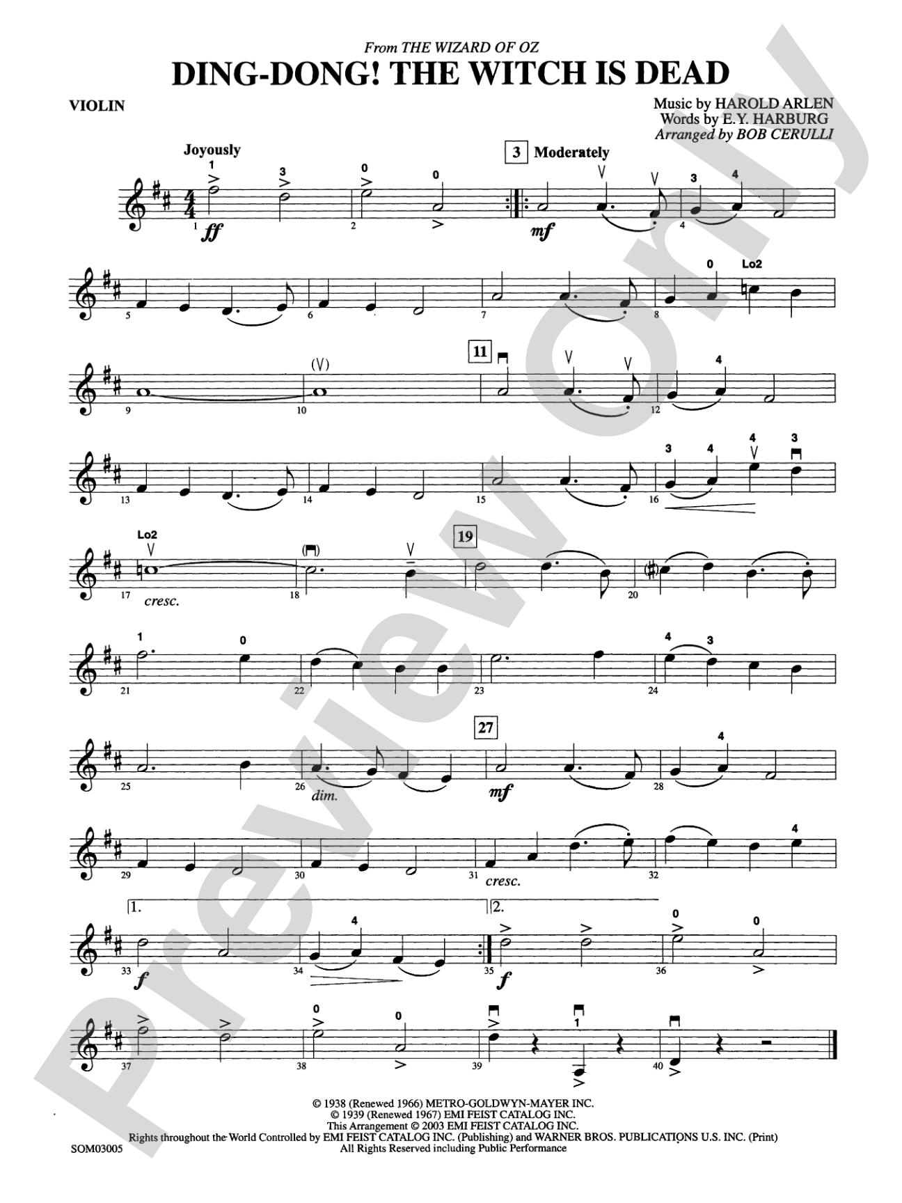 Ding Dong! The Witch Is Dead (from The Wizard of Oz): 1st Violin