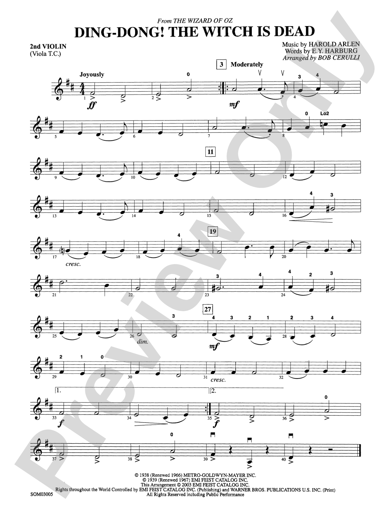 Ding Dong! The Witch Is Dead (from The Wizard of Oz): 2nd Violin