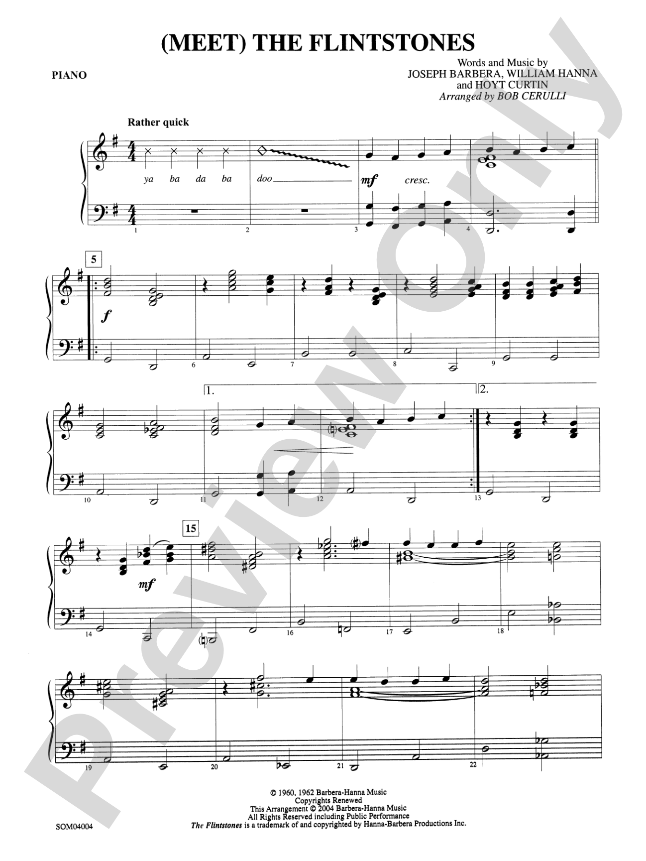 (Meet) The Flintstones: Piano Accompaniment