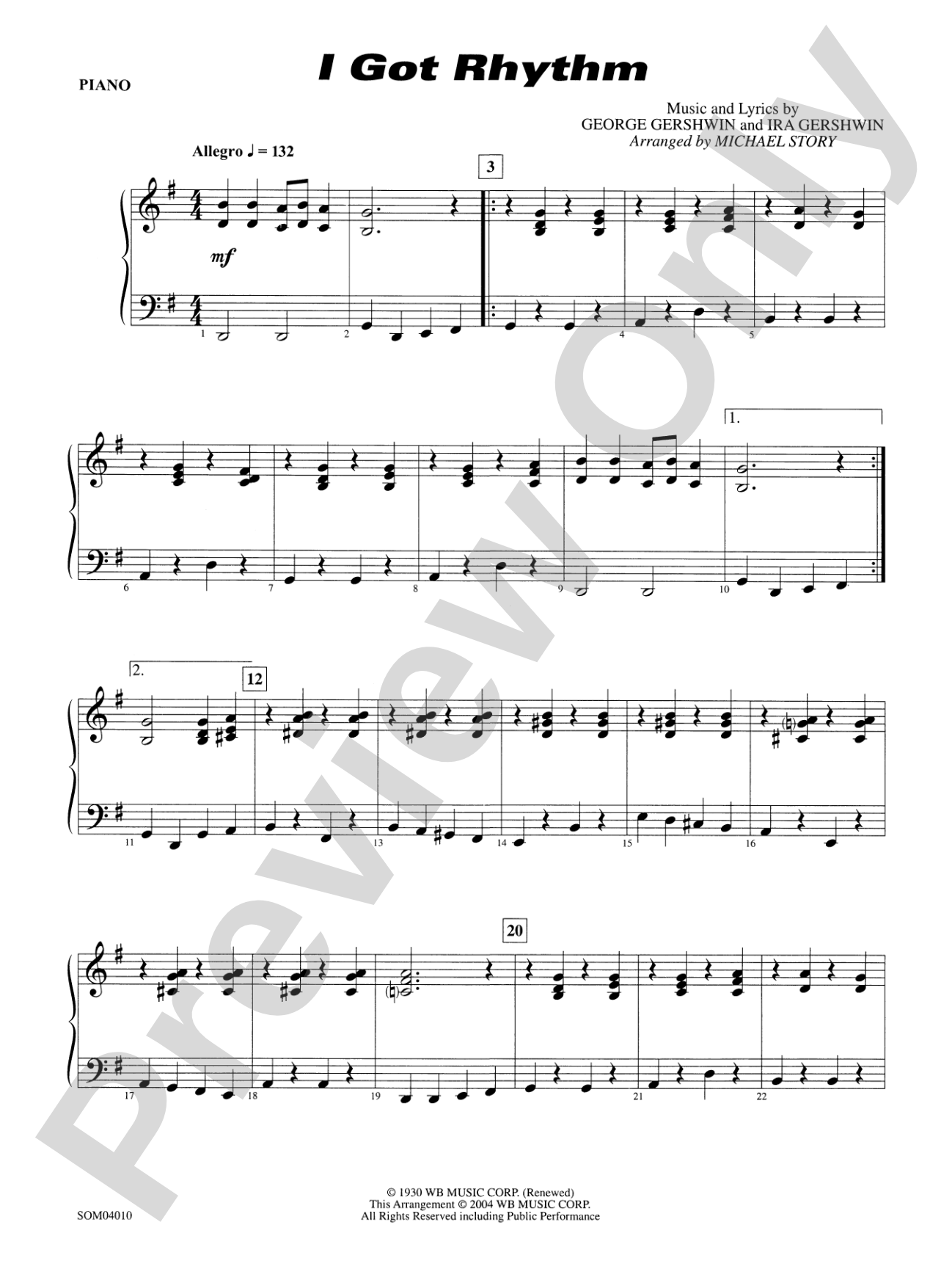 I Got Rhythm: Piano Accompaniment