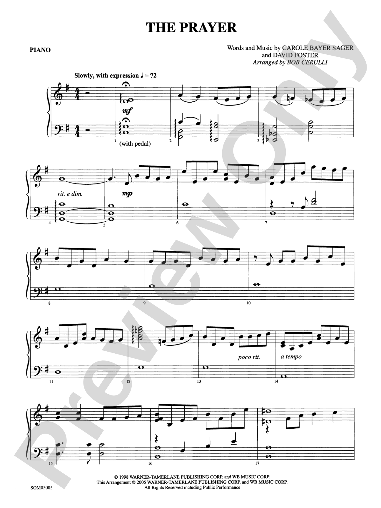 The Prayer: Piano Accompaniment