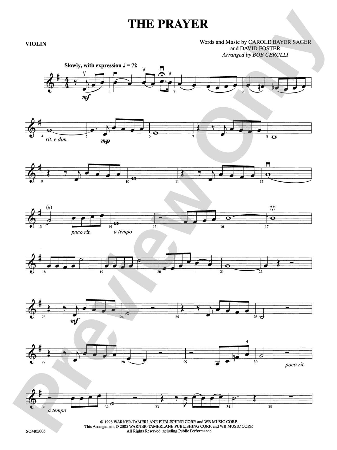 The Prayer: 1st Violin