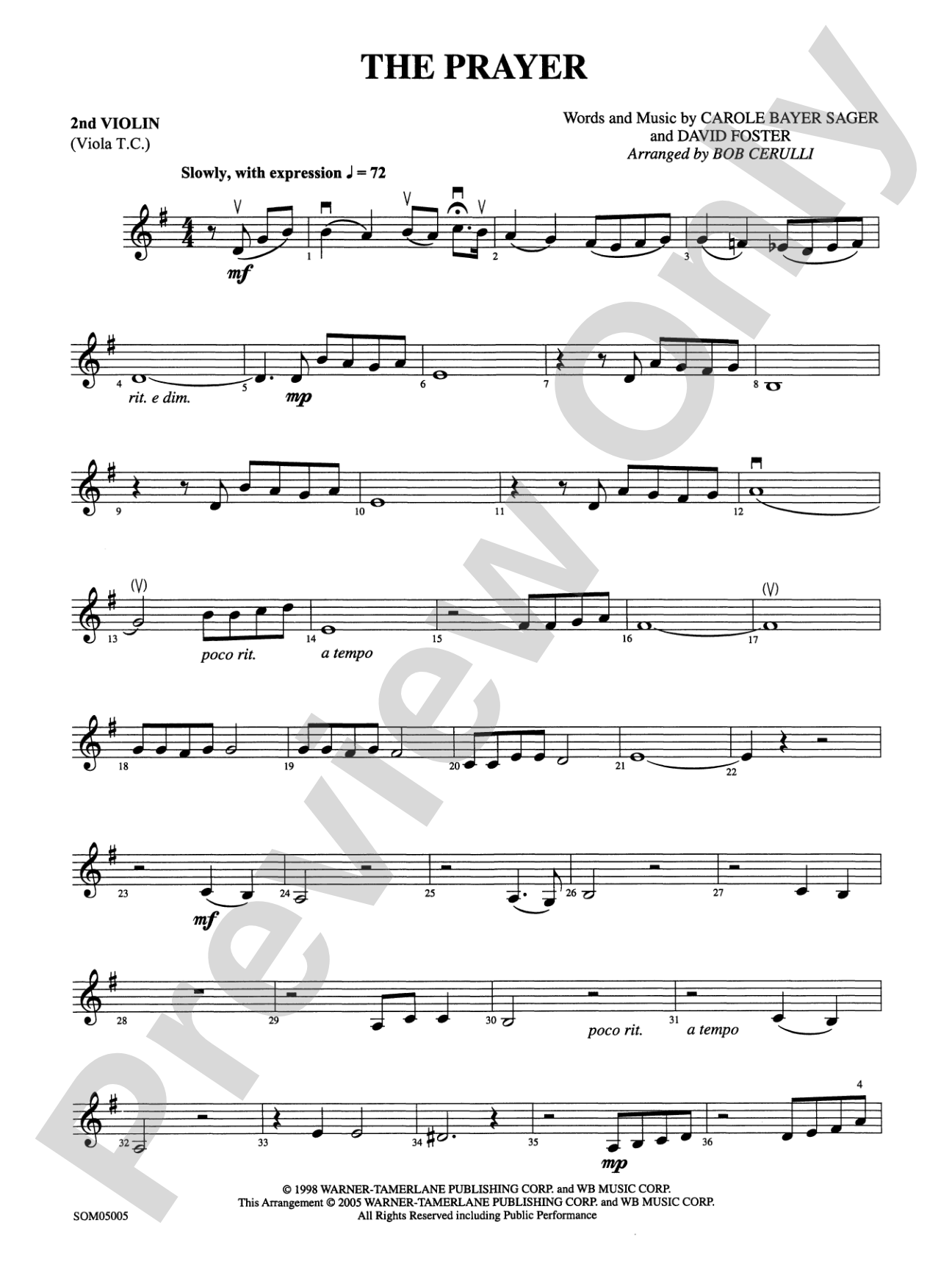 The Prayer: 2nd Violin