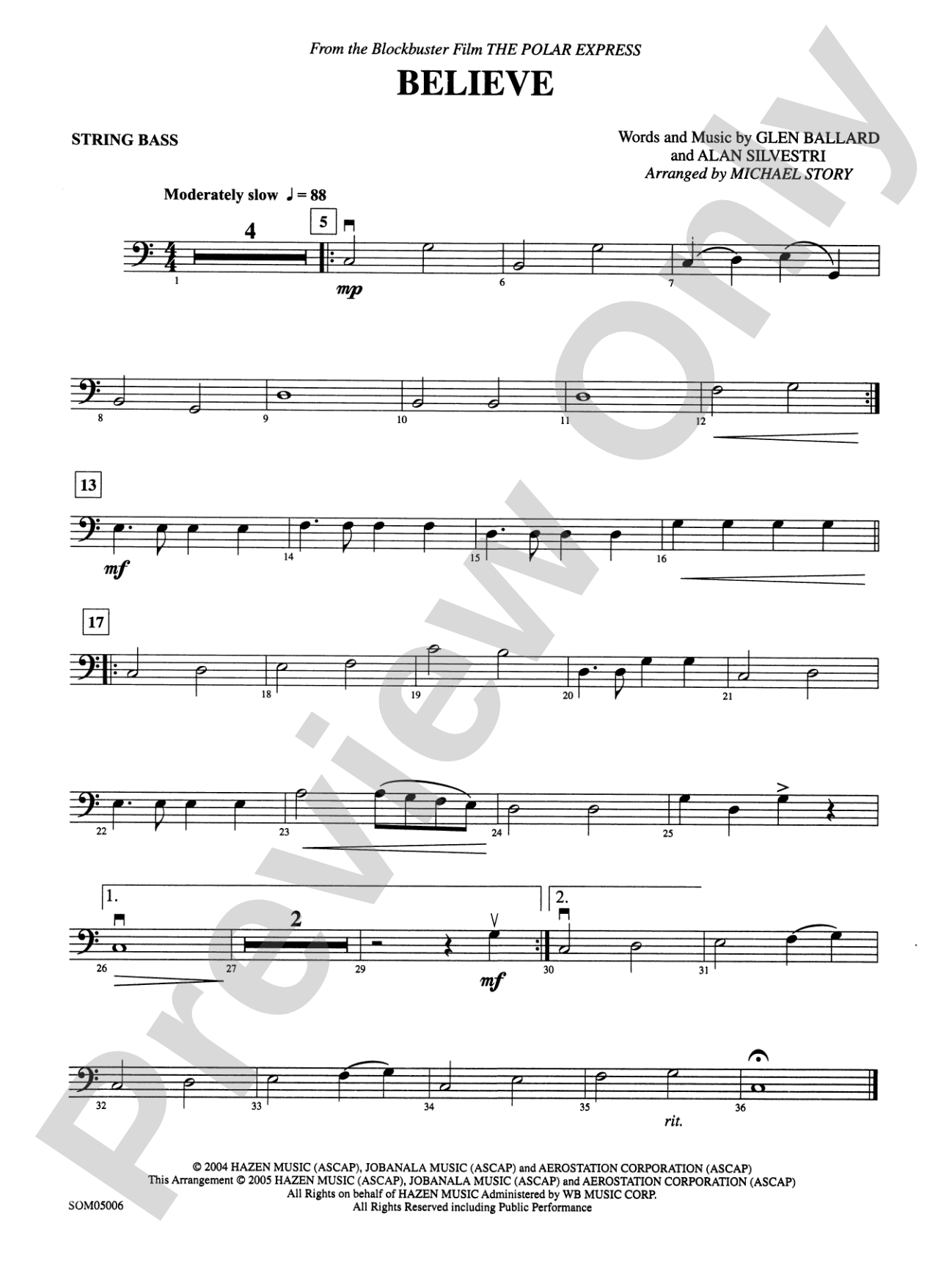 Believe (from The Polar Express): String Bass