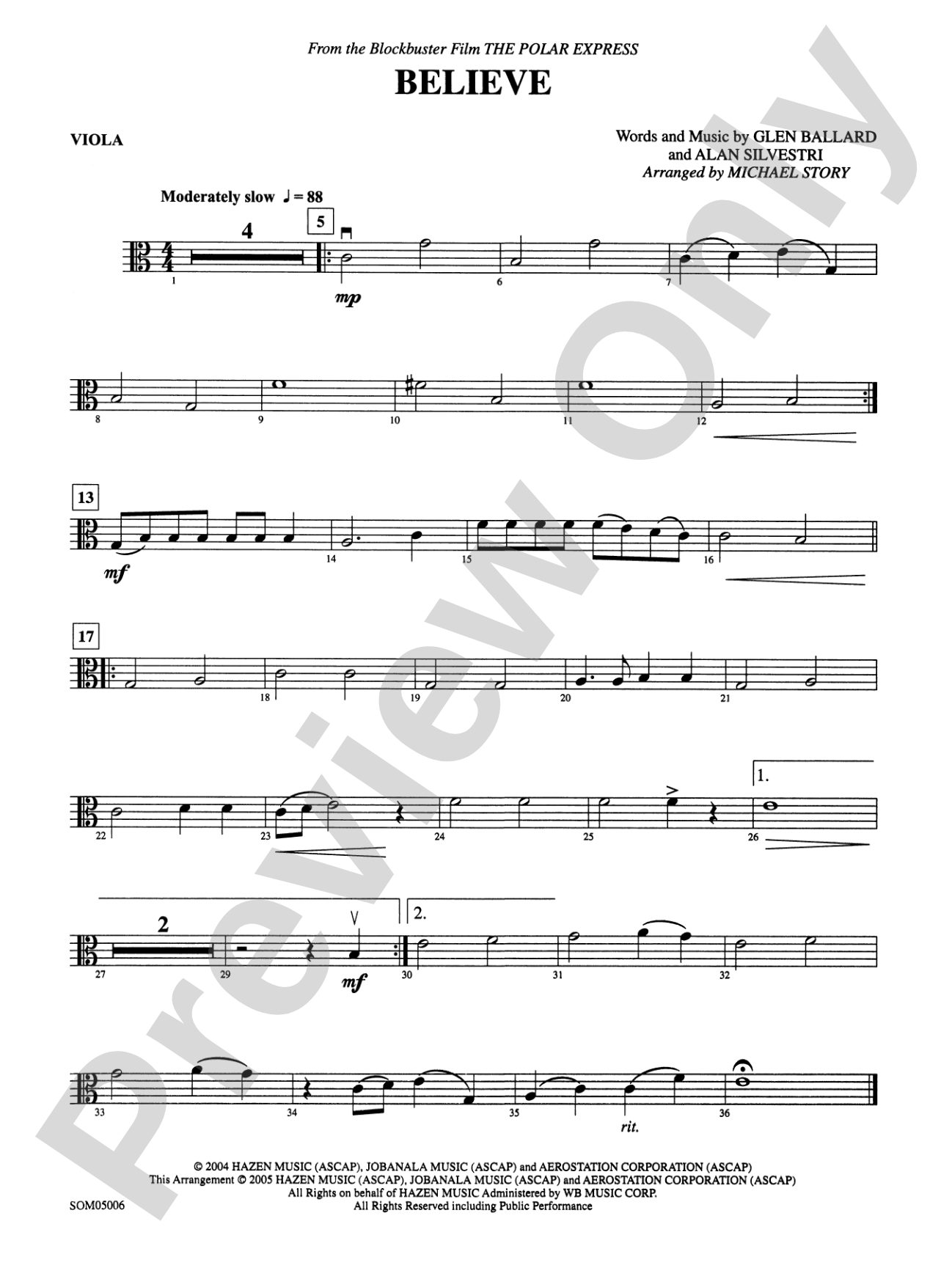 Believe (from The Polar Express): Viola