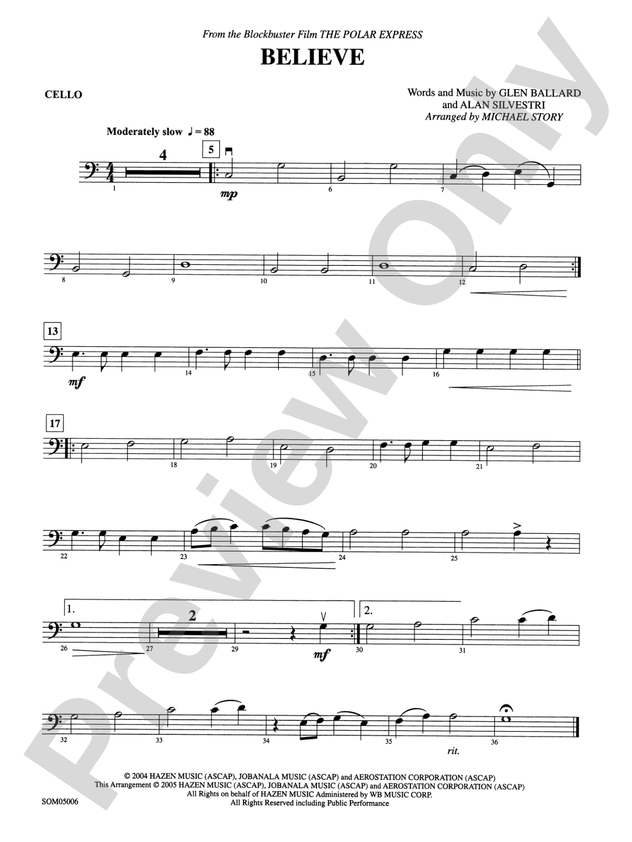 Believe (from The Polar Express): Cello