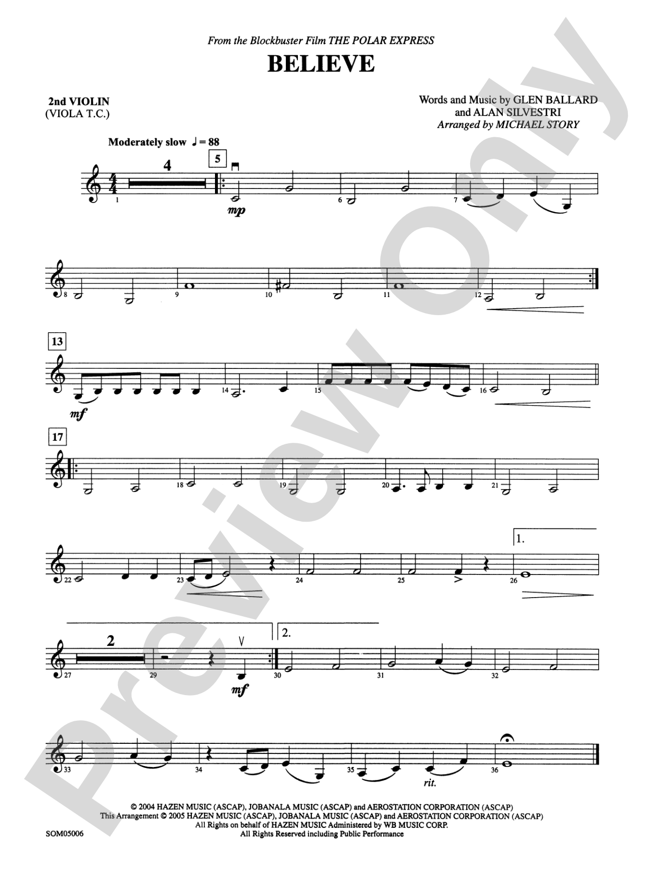 Believe (from The Polar Express): 2nd Violin