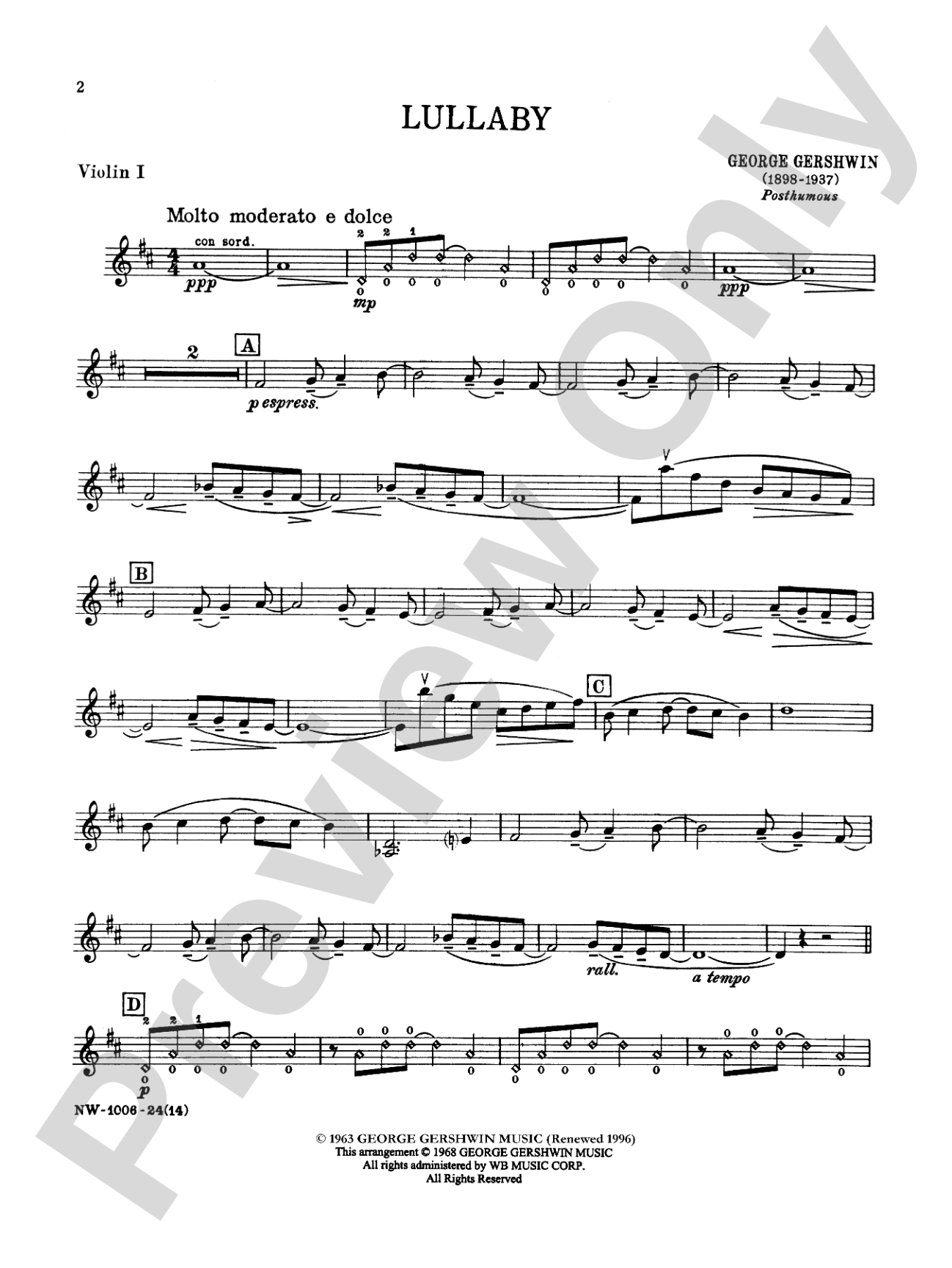Lullaby: 1st Violin