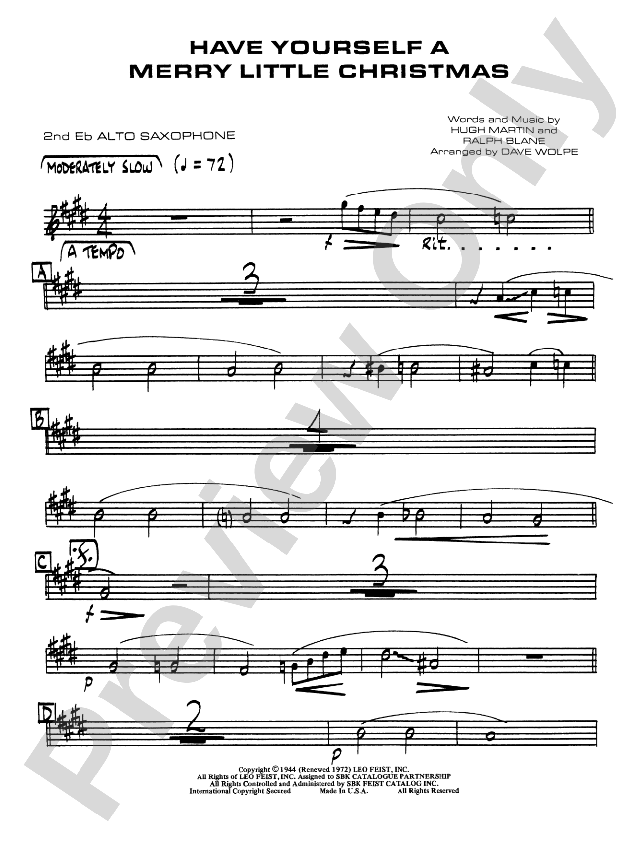 Have Yourself a Merry Little Christmas: 2nd E-flat Alto Saxophone