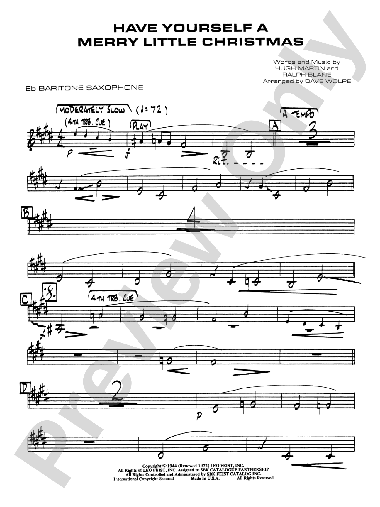 Have Yourself a Merry Little Christmas: E-flat Baritone Saxophone