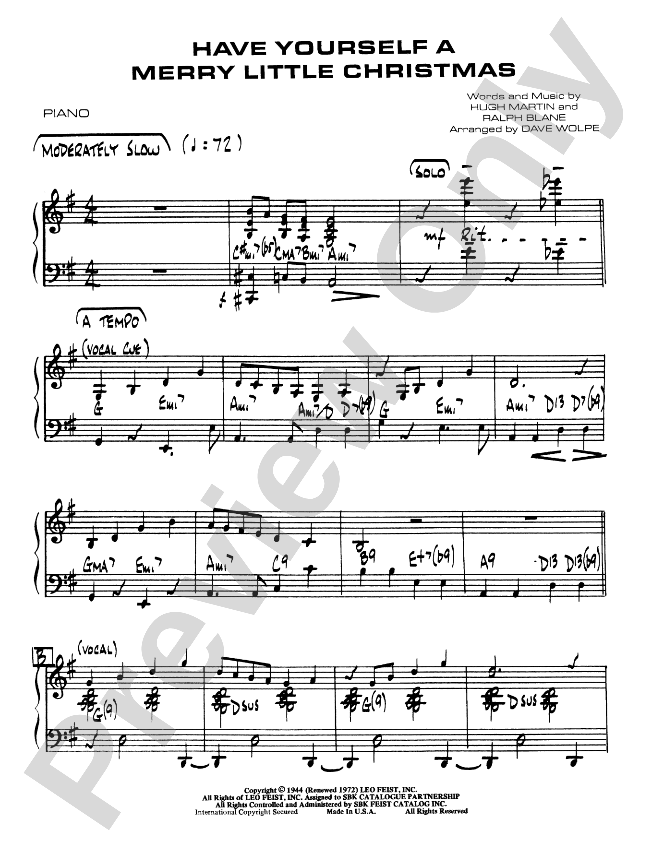 Have Yourself a Merry Little Christmas: Piano Accompaniment